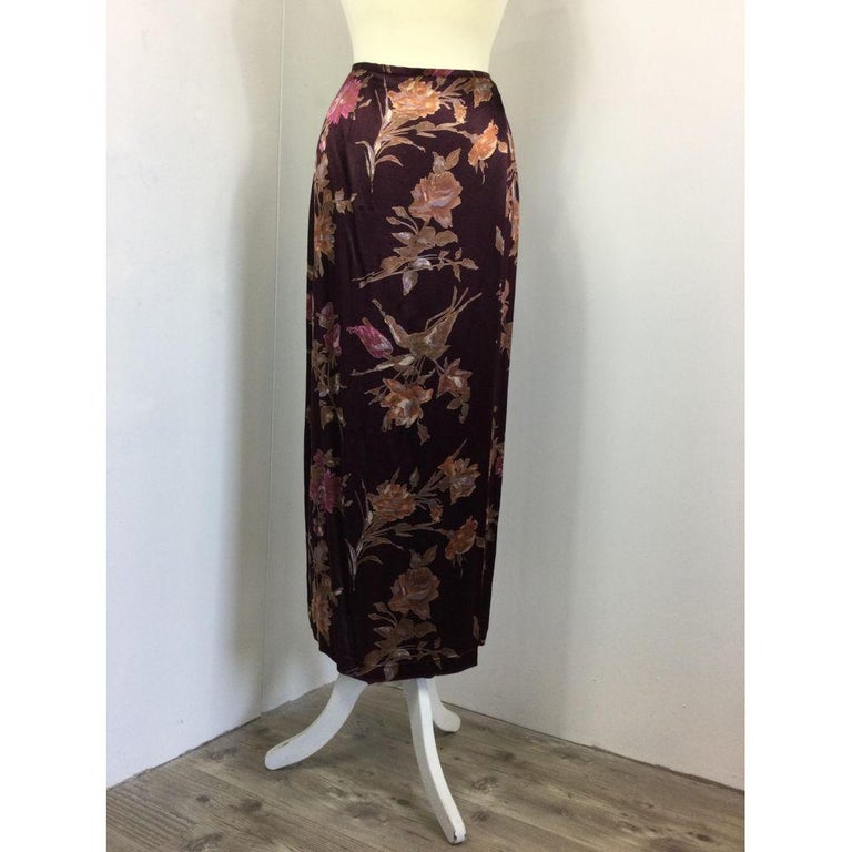 Women's Laura Ashley Viscose Skirt in Burgundy For Sale
