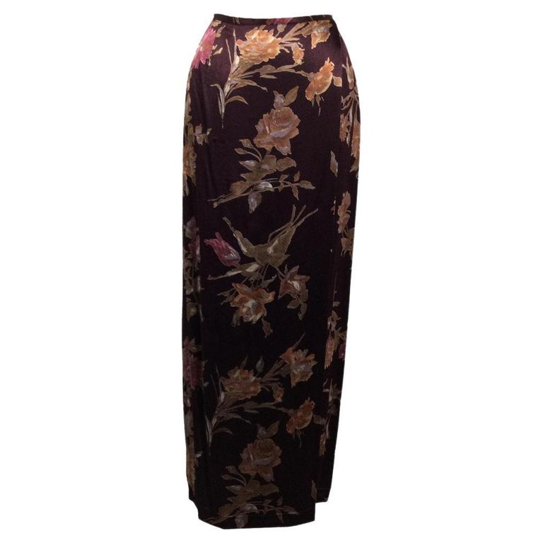 Laura Ashley Viscose Skirt in Burgundy For Sale