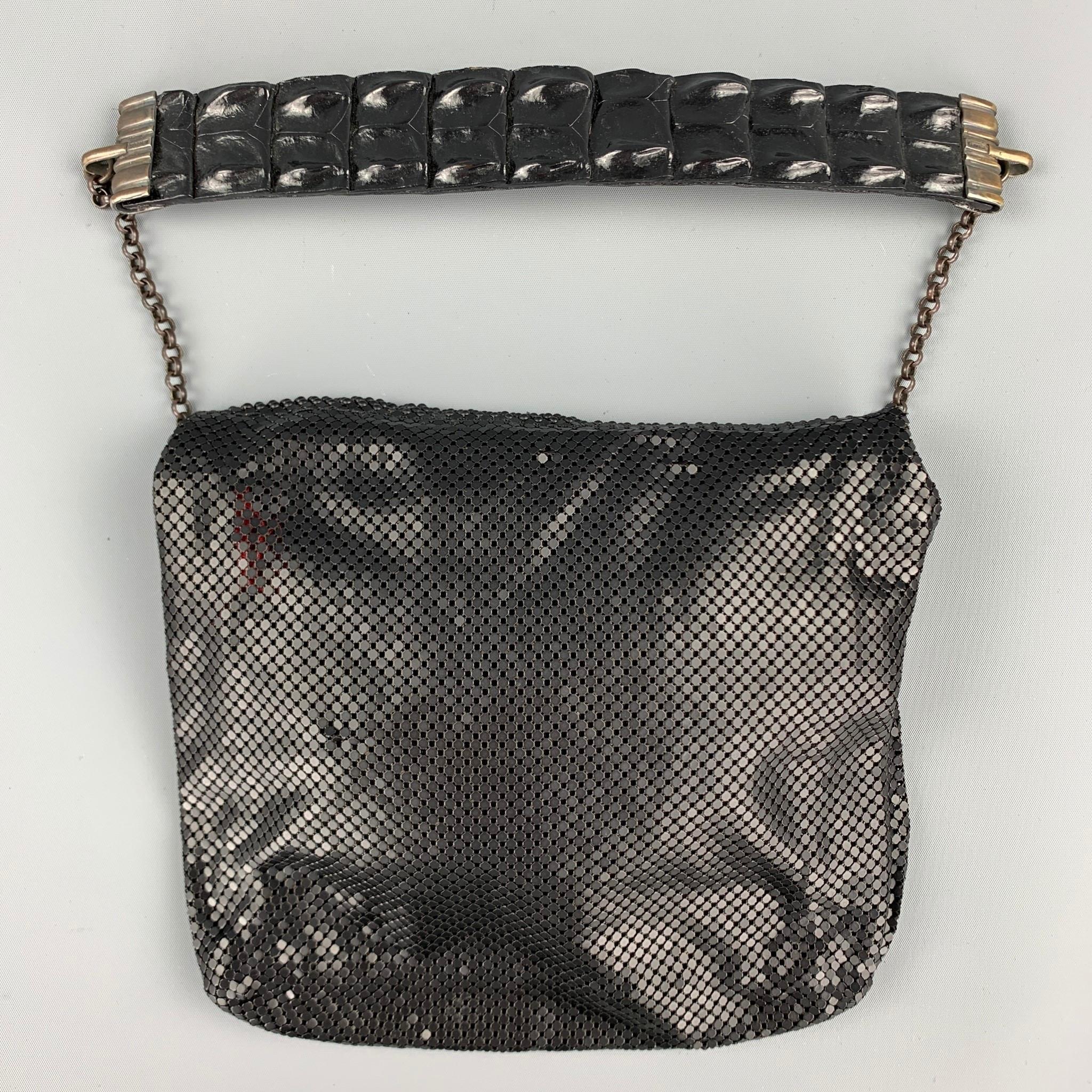 LAURA B Schwarz Mesh Metall Alligator Abendhandtasche im Zustand „Gut“ in San Francisco, CA