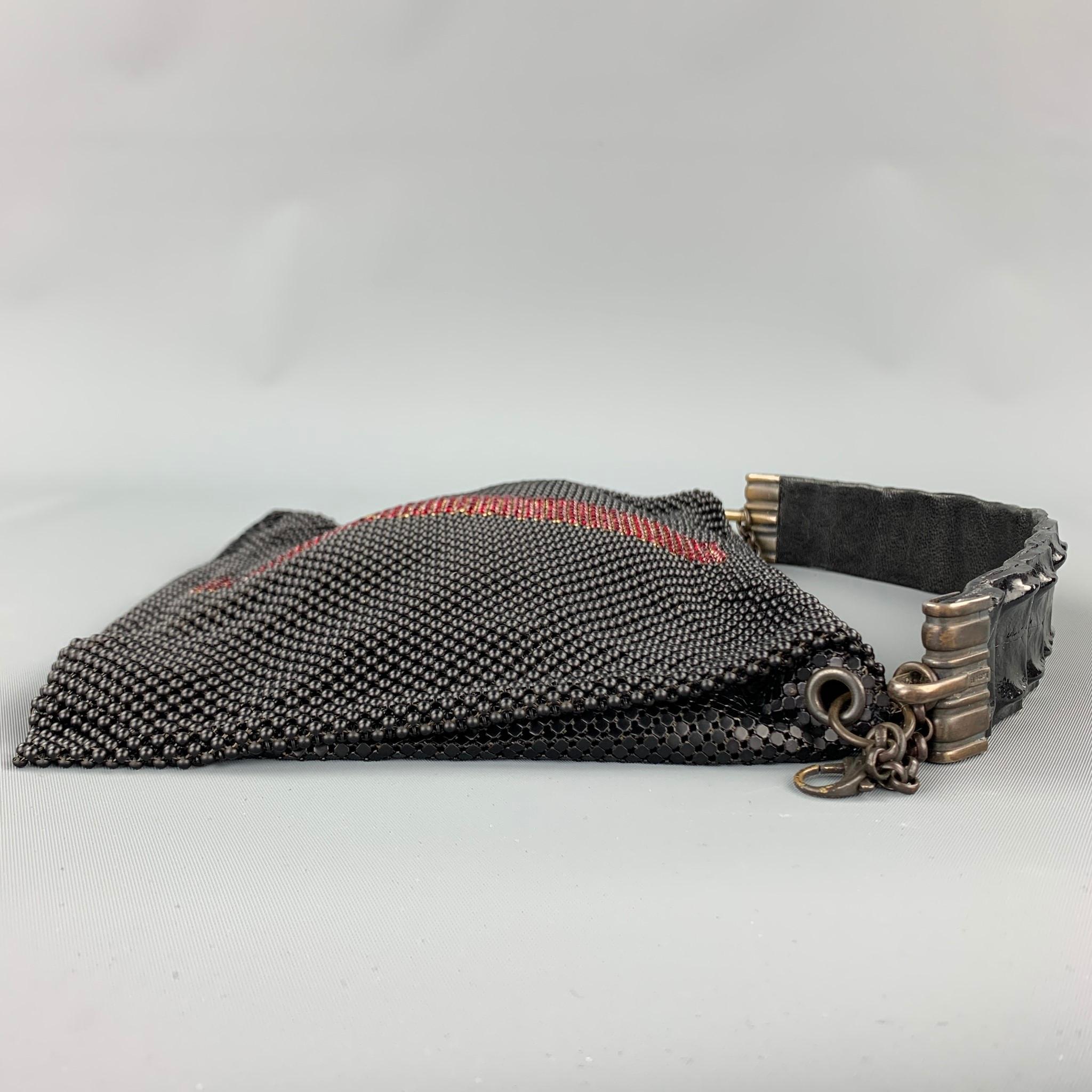 LAURA B Schwarz Mesh Metall Alligator Abendhandtasche 2