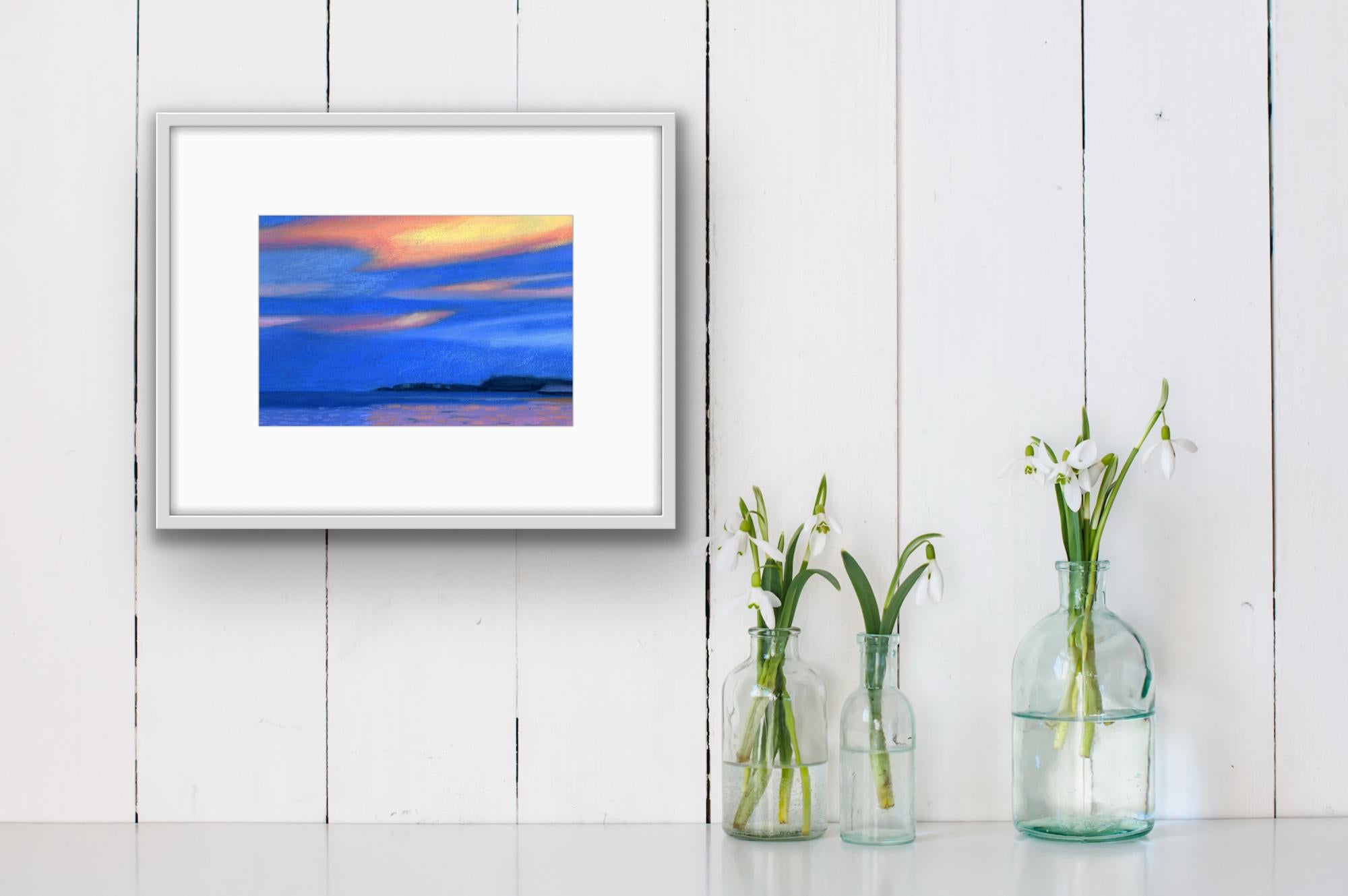 Rock Water 44 Dusk - Clouds Sky Water Island Landscape Pastel Drawing, 2016 - Art by Laura Barr