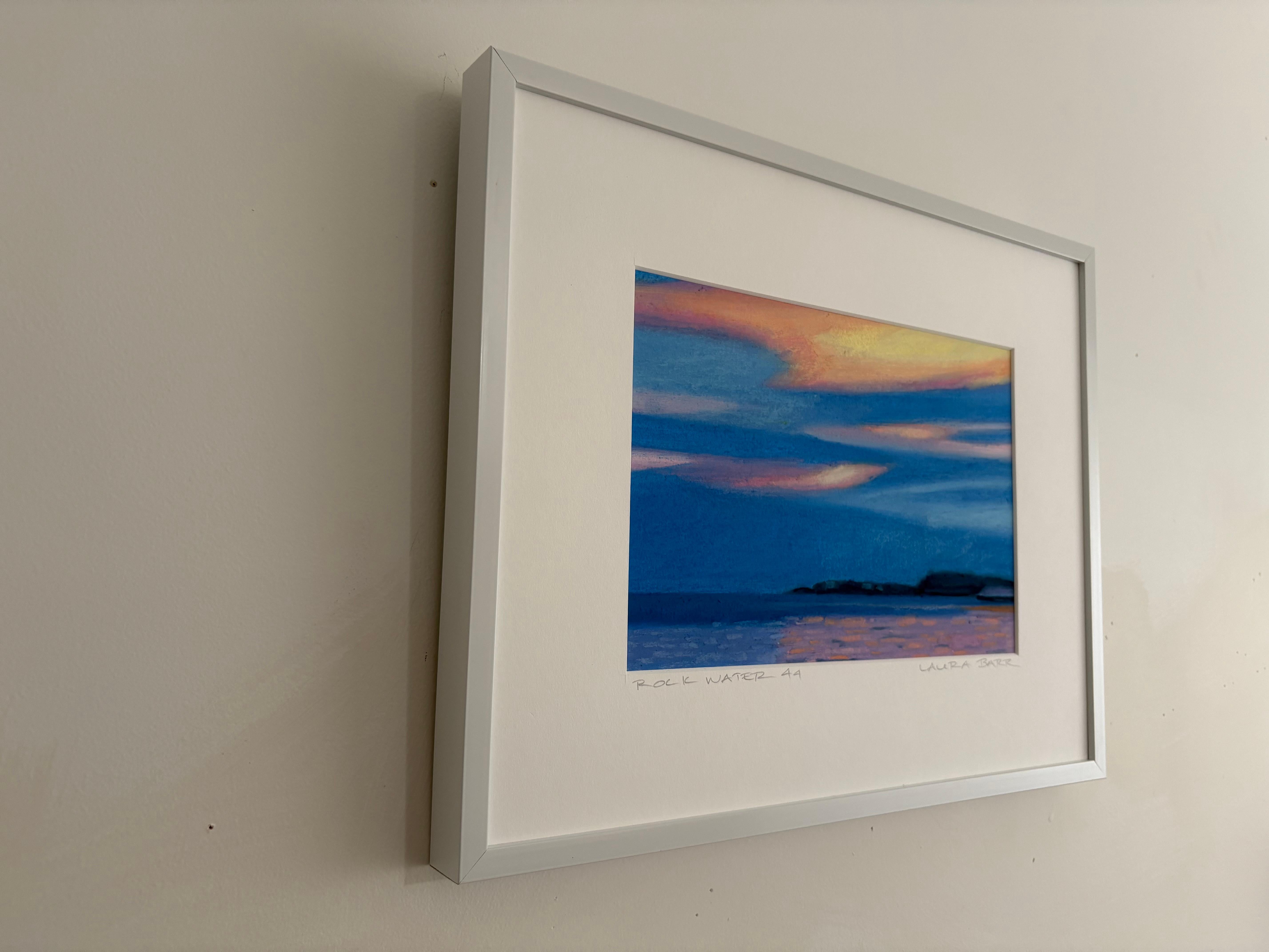 Rock Water 44 Dusk - Clouds Sky Water Island Landscape Pastel Drawing, 2016 - Contemporary Art by Laura Barr