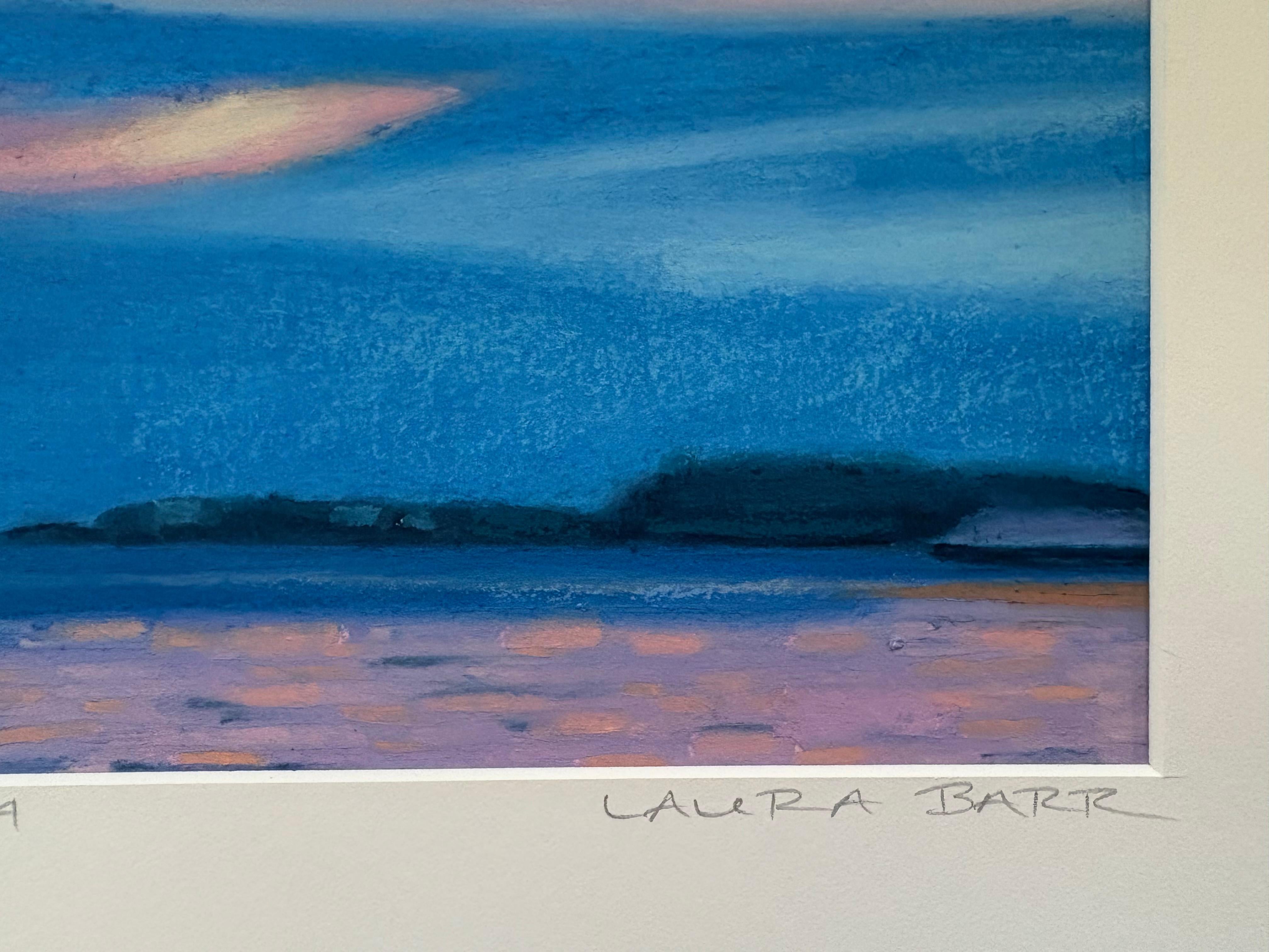 Rock Water 44 Dusk - Clouds Sky Water Island Landscape Pastel Drawing, 2016 For Sale 1
