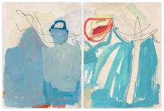 Blue (Diptych) (Abstract Painting)