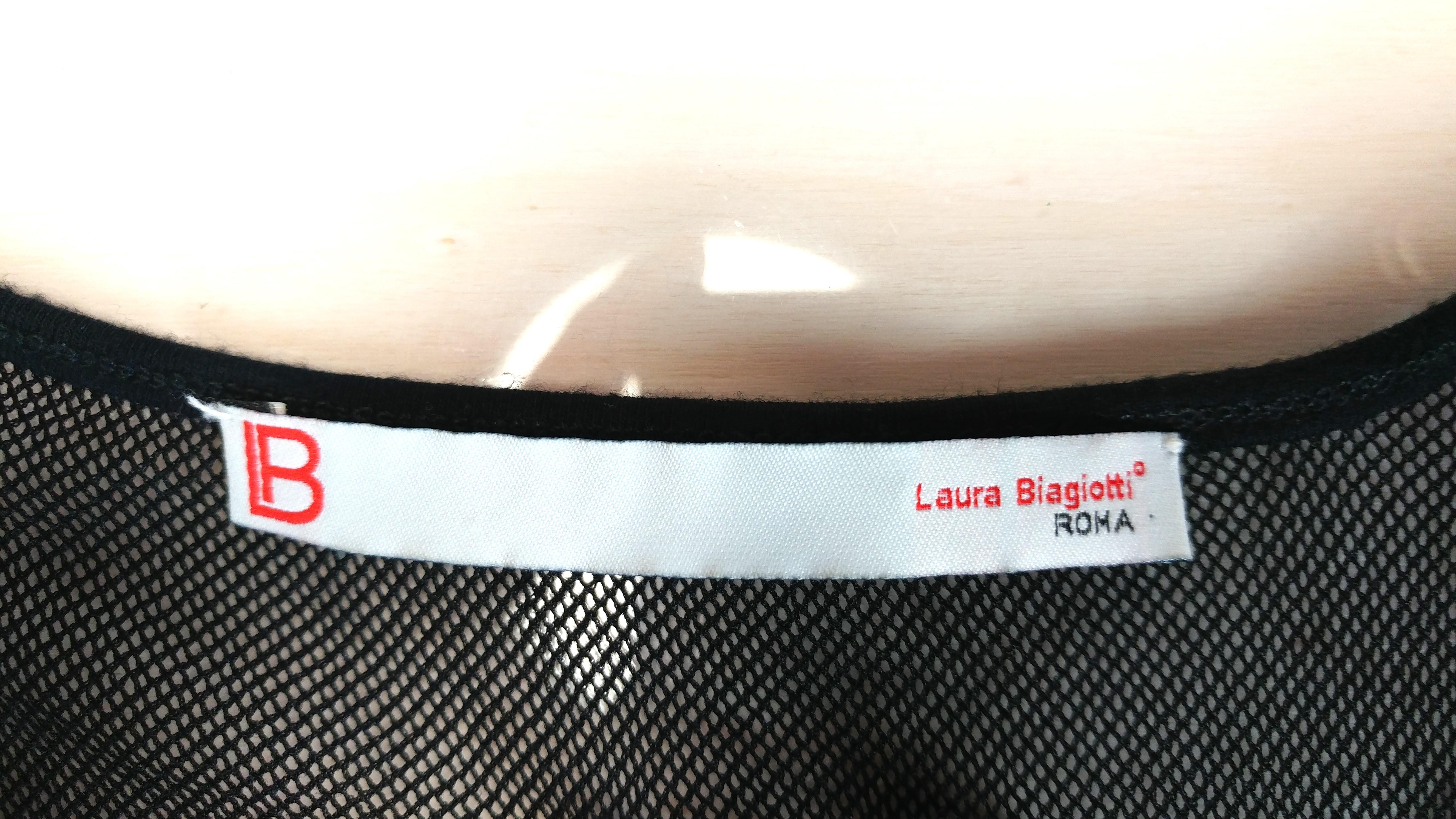 LAURA BIAGIOTTI - 1990 Top en coton noir sans manches avec broderie florale au dos Bon état - En vente à Cuggiono, MI