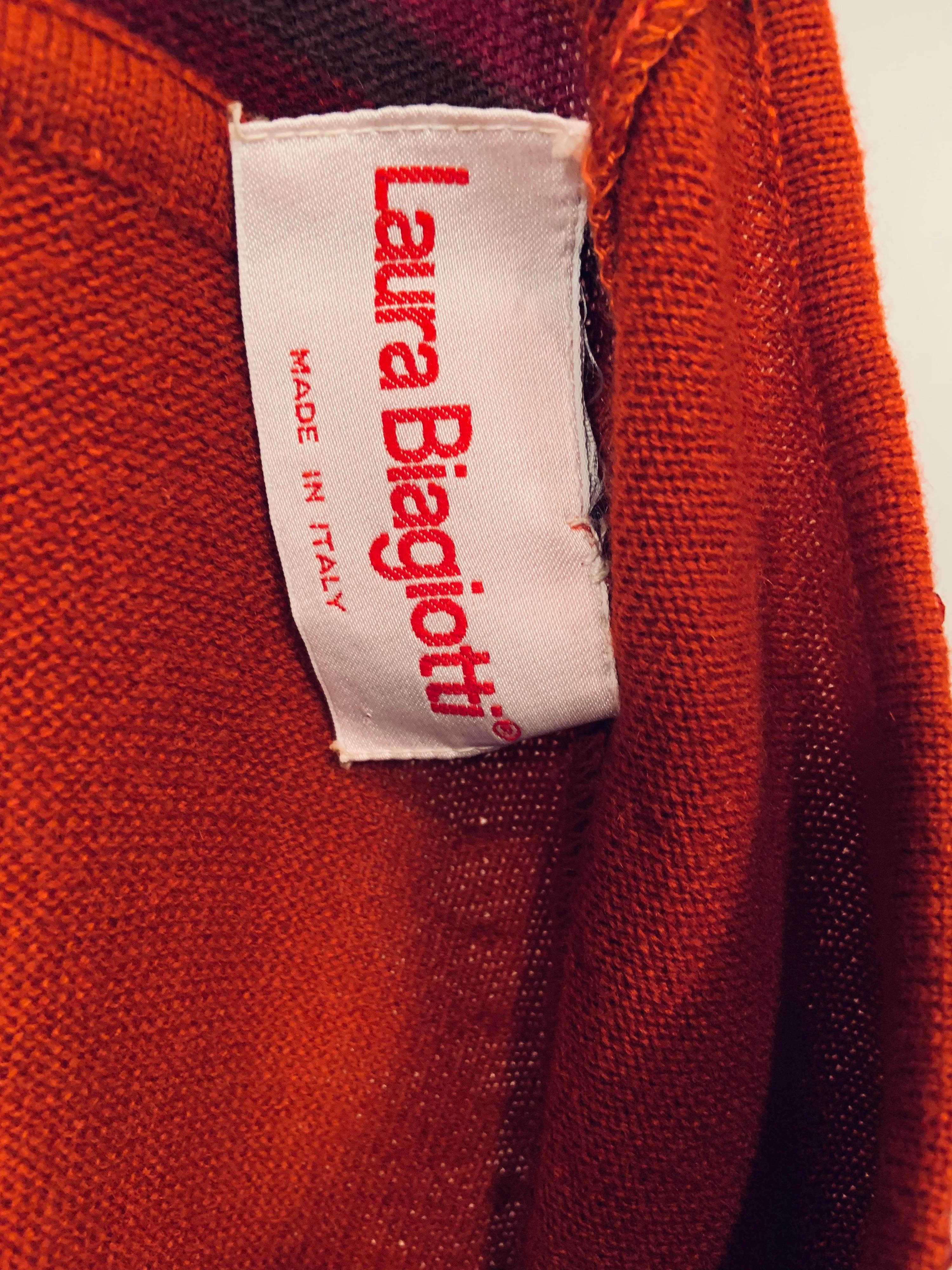 Laura Biagiotti Beaded Red Cashmere Halter Dress with an Empire Waist For Sale 7