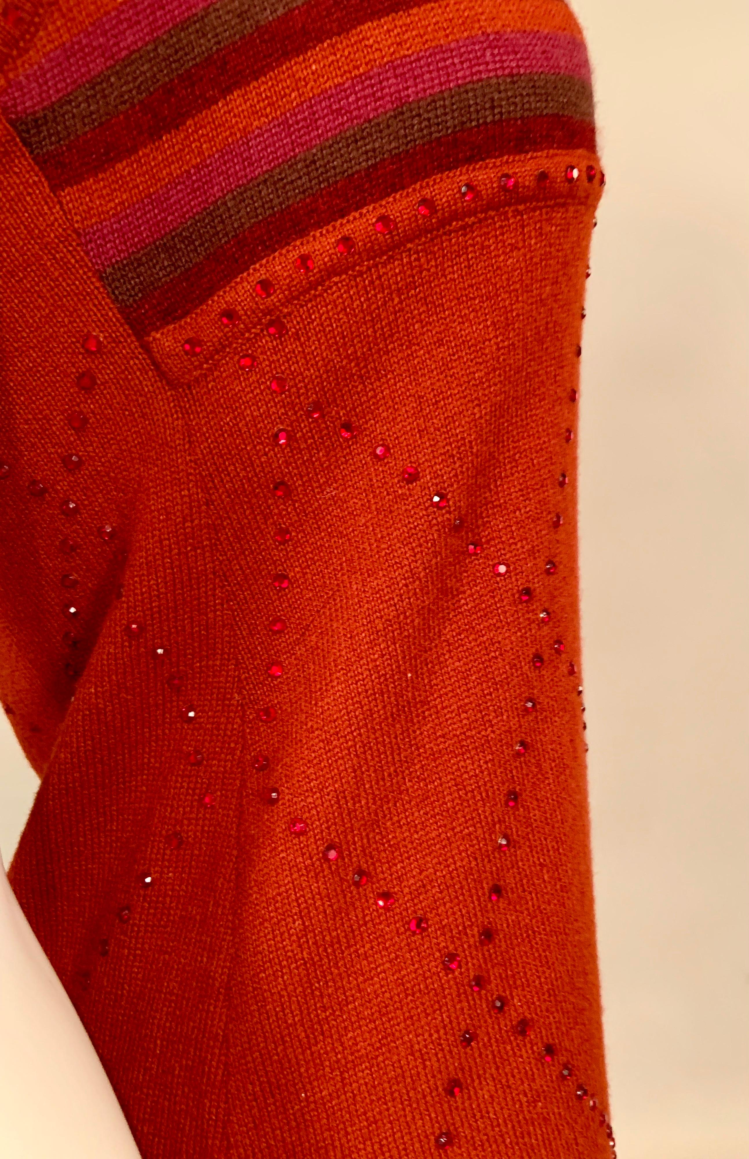 Laura Biagiotti Beaded Red Cashmere Halter Dress with an Empire Waist For Sale 1