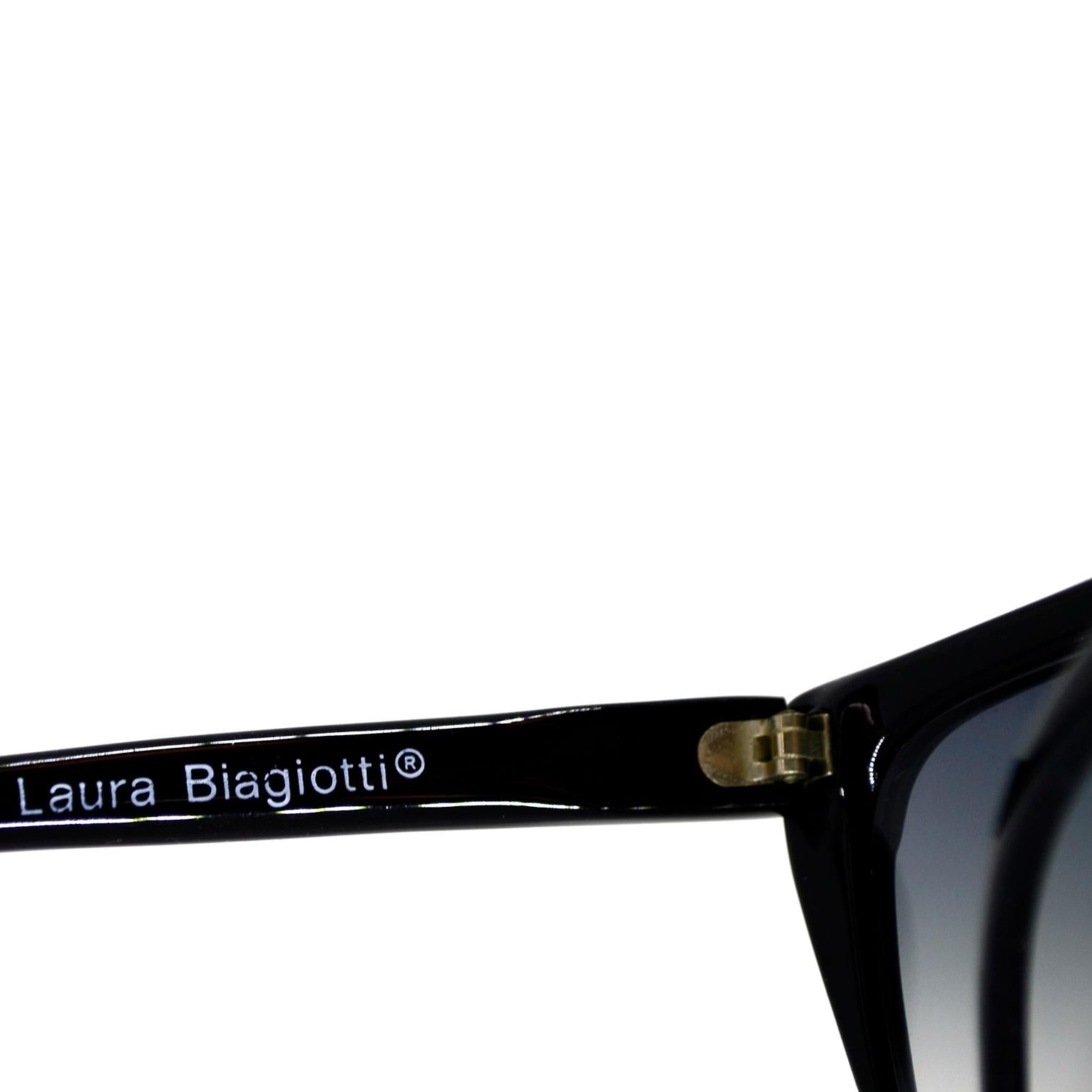 Laura Biagiotti Black and Silver Marbled Vintage Sunglasses For Sale 4