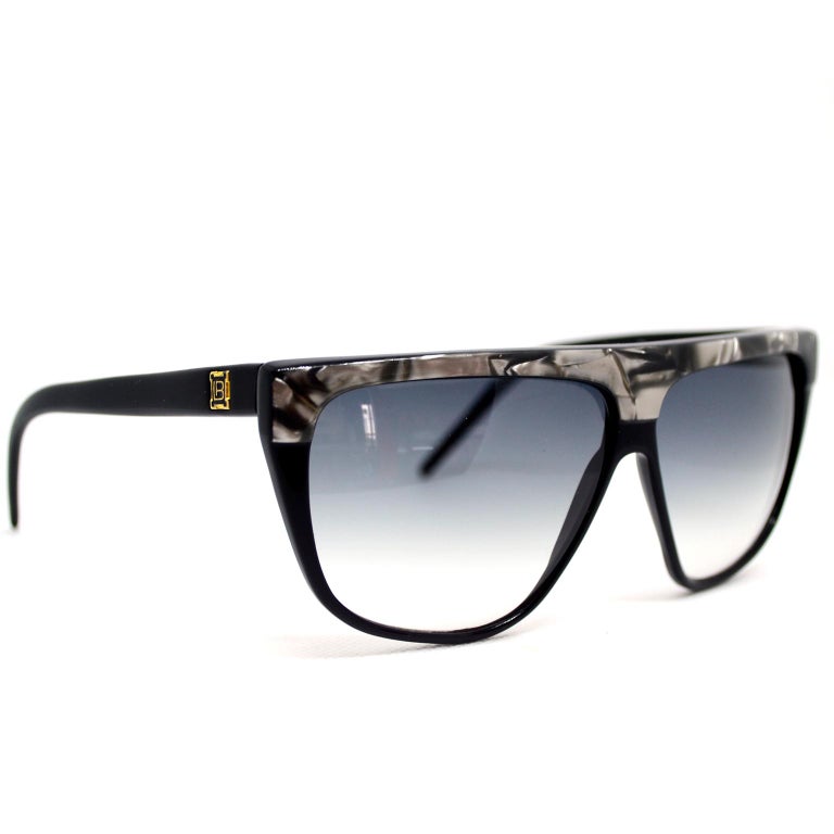 Laura Biagiotti Black and Silver Marbled Vintage Sunglasses For Sale at ...