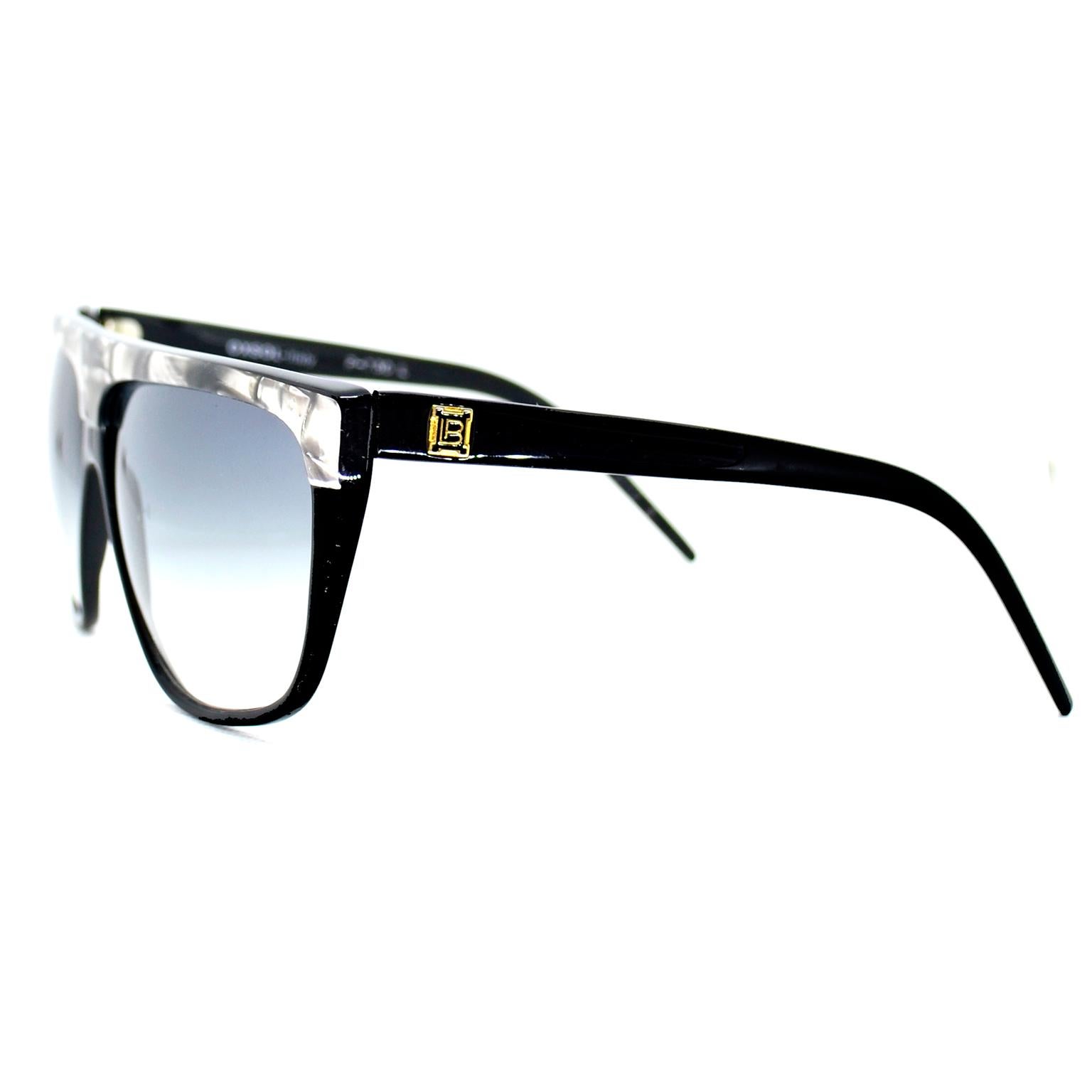 Women's Laura Biagiotti Black and Silver Marbled Vintage Sunglasses For Sale