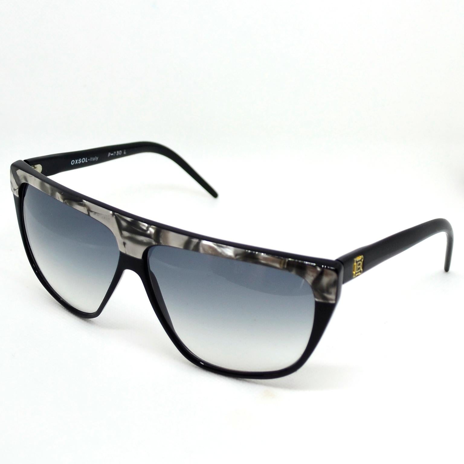 Laura Biagiotti Black and Silver Marbled Vintage Sunglasses 1
