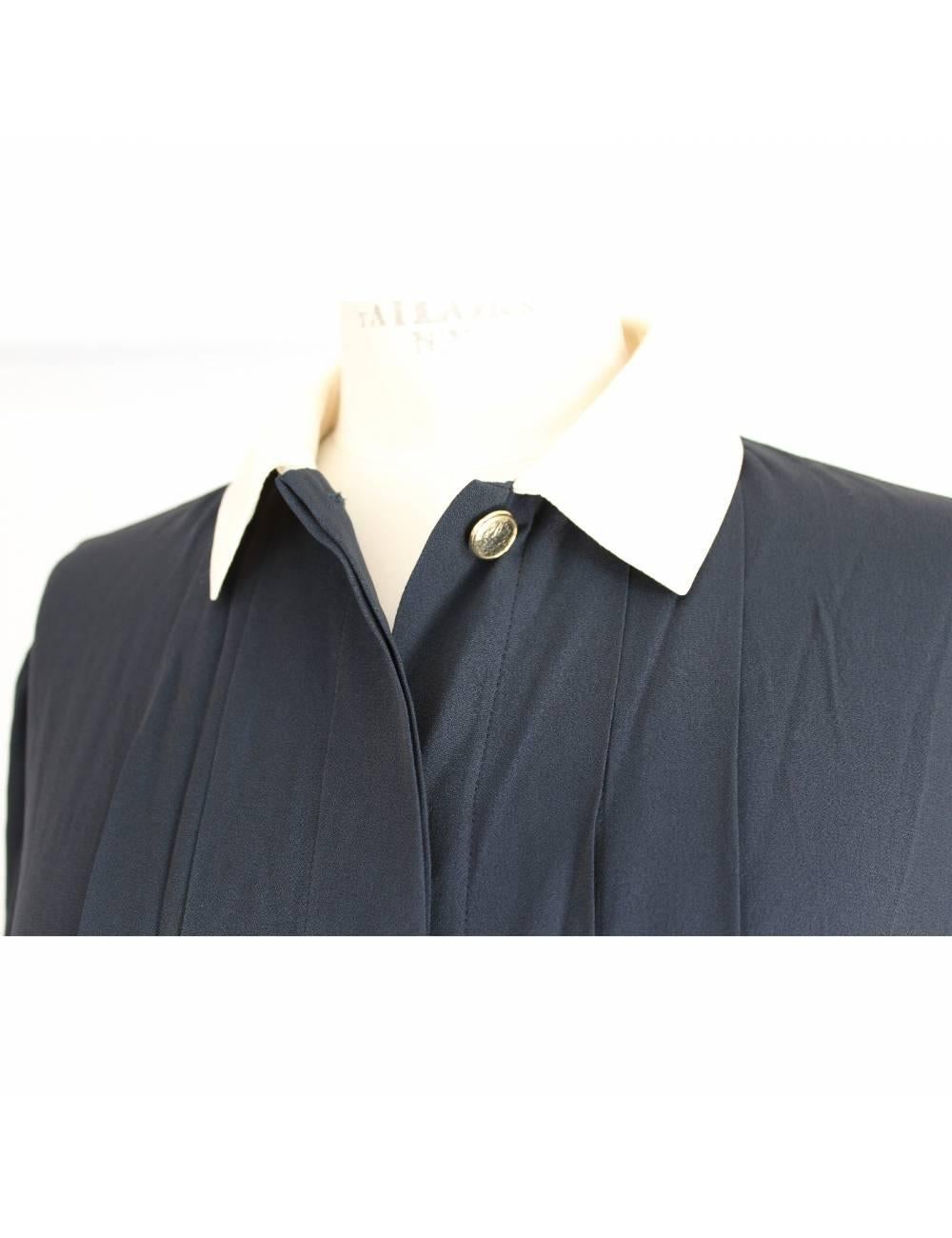 Laura Biagiotti - Robe chemisier courte bleue et beige - En vente sur  1stDibs