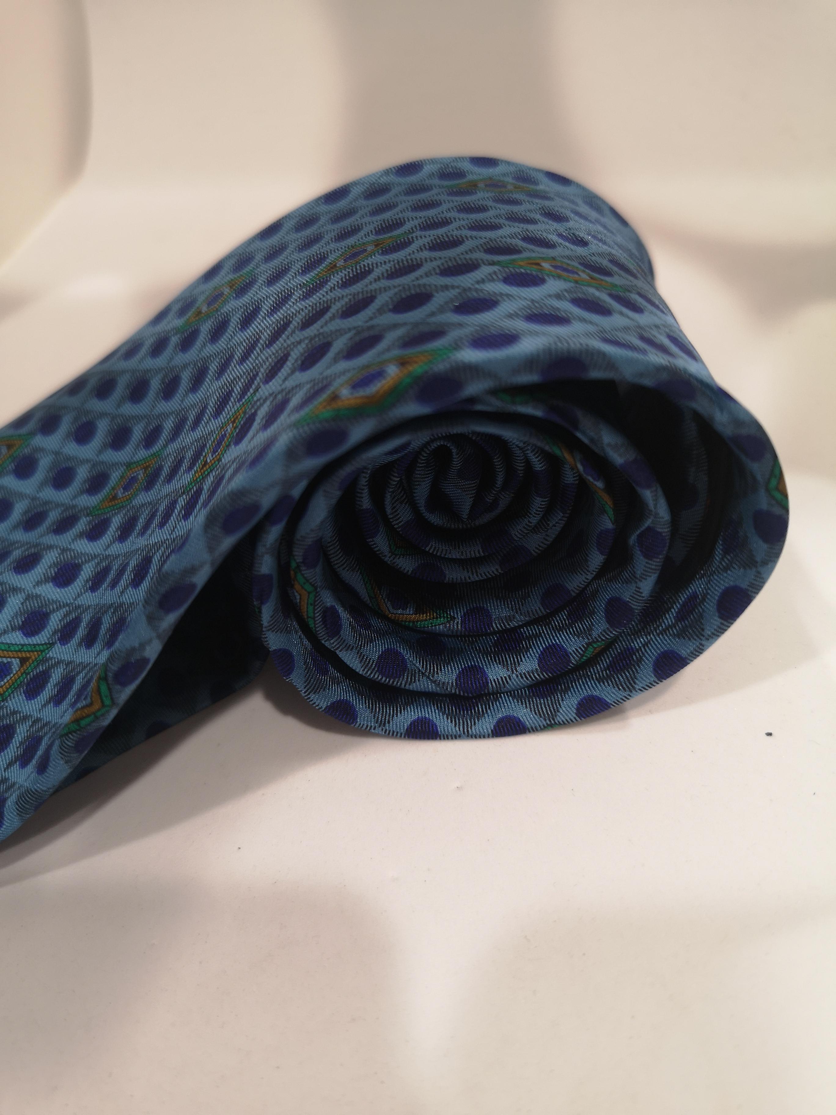 Laura Biagiotti blue multicoloured silk tie In Good Condition In Capri, IT