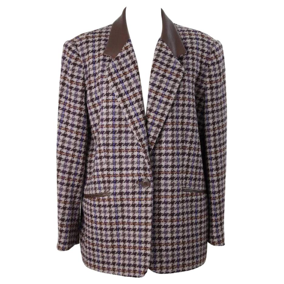 Laura Biagiotti Brown Beige Wool Tweed Jacket