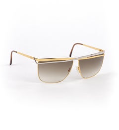 LAURA BIAGIOTTI c.1980's Silver Gold Criss Cross Top Bar T110/s Vtg Sunglasses