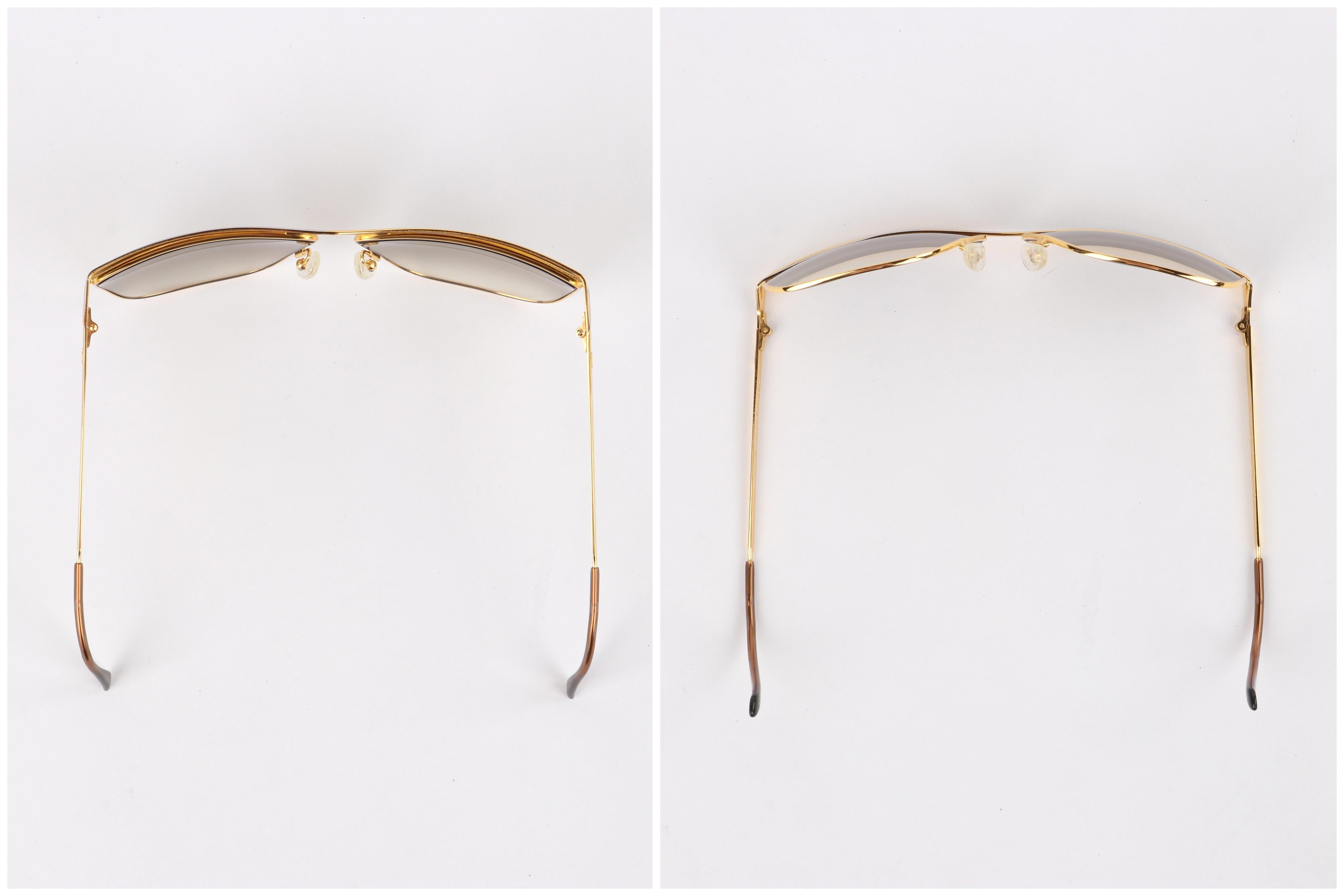 LAURA BIAGIOTTI c.1980's Silver Gold Criss Cross Top Bar T110/s Vtg Sunglasses In Good Condition In Thiensville, WI