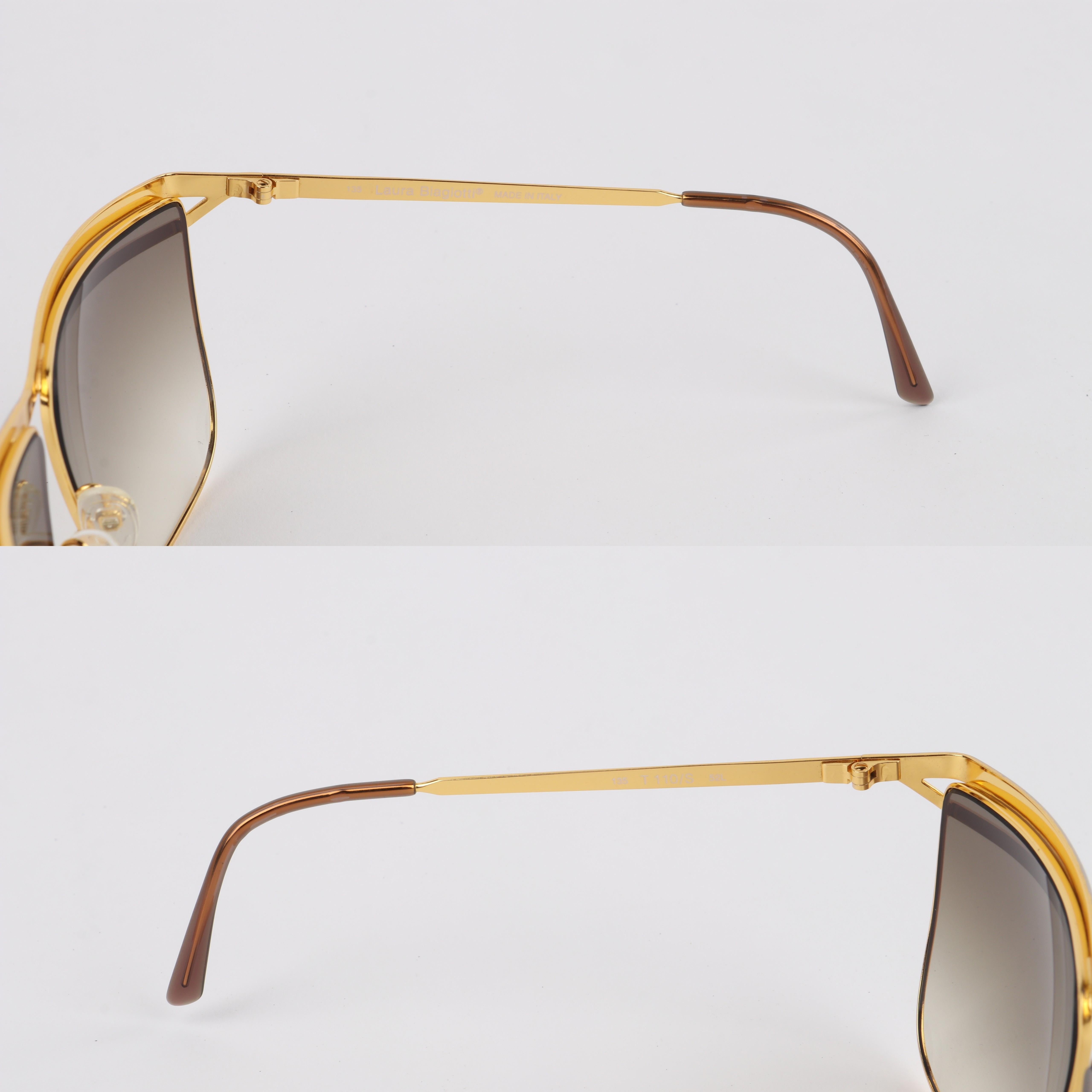 LAURA BIAGIOTTI c.1980's Silver Gold Criss Cross Top Bar T110/s Vtg Sunglasses 1