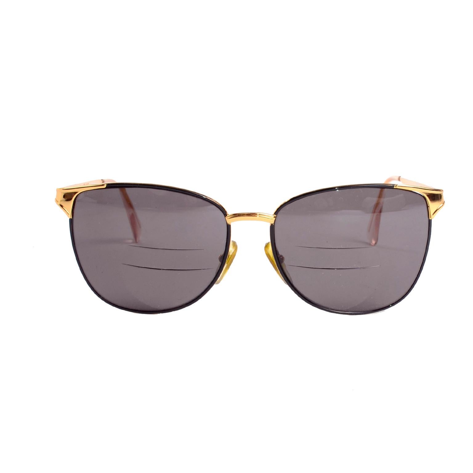 Gray Laura Biagiotti Gold Rim Vintage Sunglasses Frames For Sale