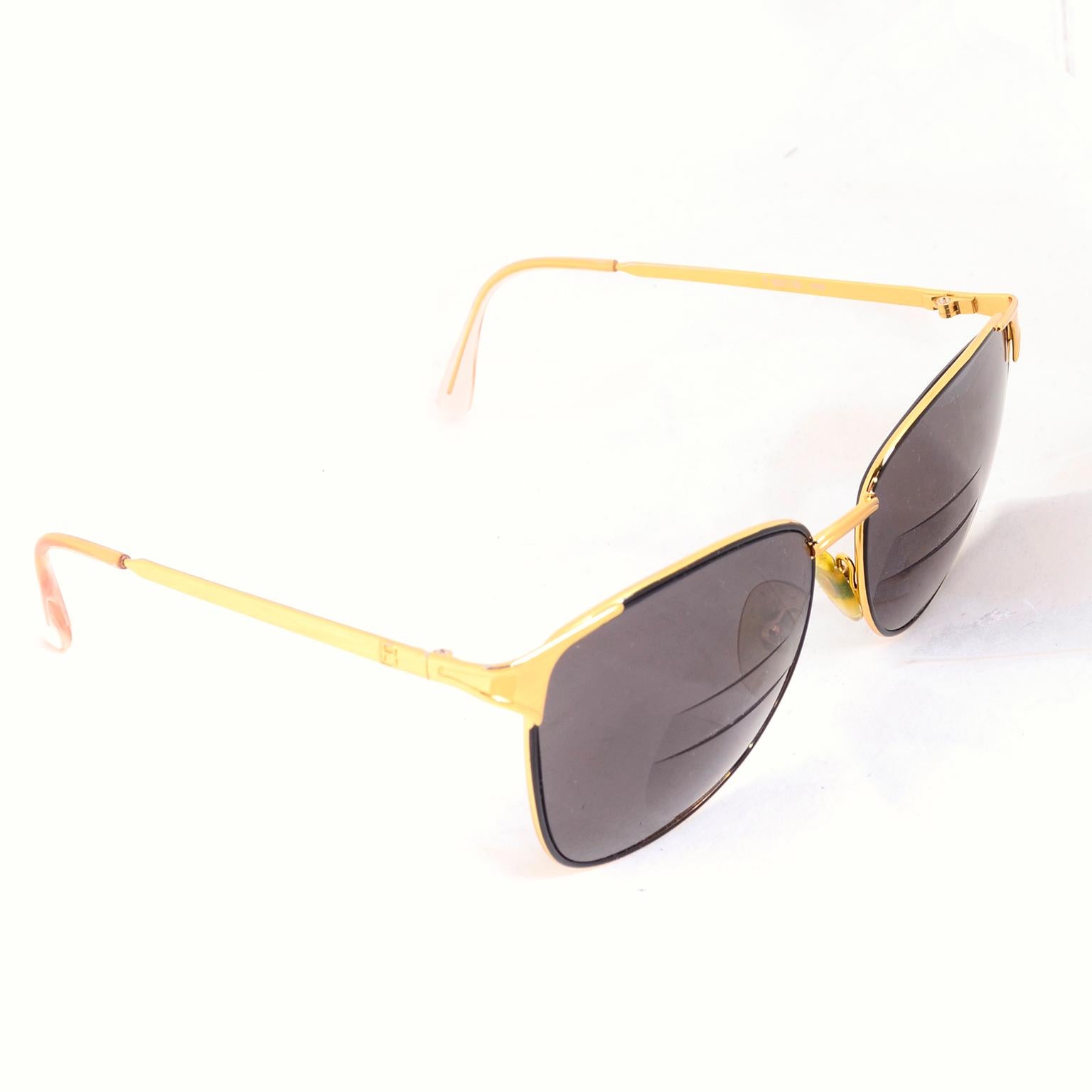 Laura Biagiotti Gold Rim Vintage Sunglasses Frames In Excellent Condition For Sale In Portland, OR