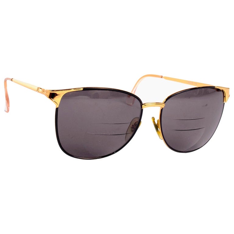 Laura Biagiotti Gold Rim Vintage Sunglasses Frames For Sale at 1stDibs