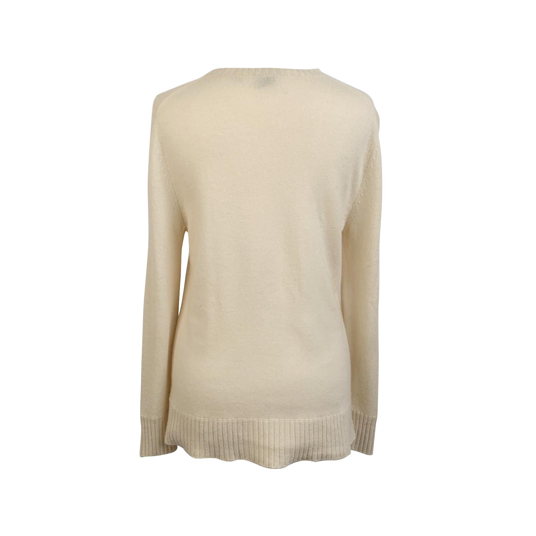 Laura Biagiotti Ivory Wool Cashmere Long Sleeve Jumper Sweater Size 40 In Excellent Condition In Rome, Rome