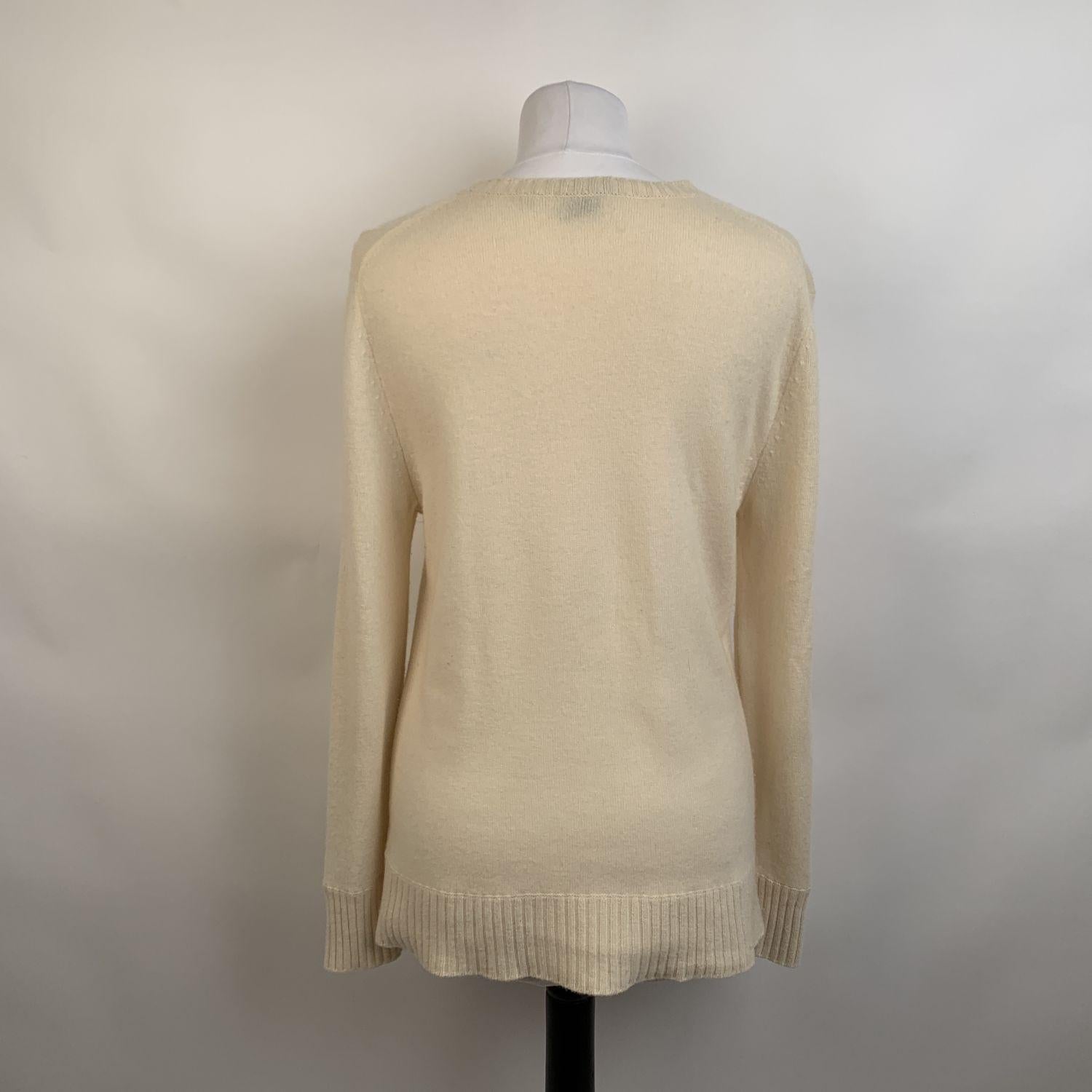 Women's Laura Biagiotti Ivory Wool Cashmere Long Sleeve Jumper Sweater Size 40