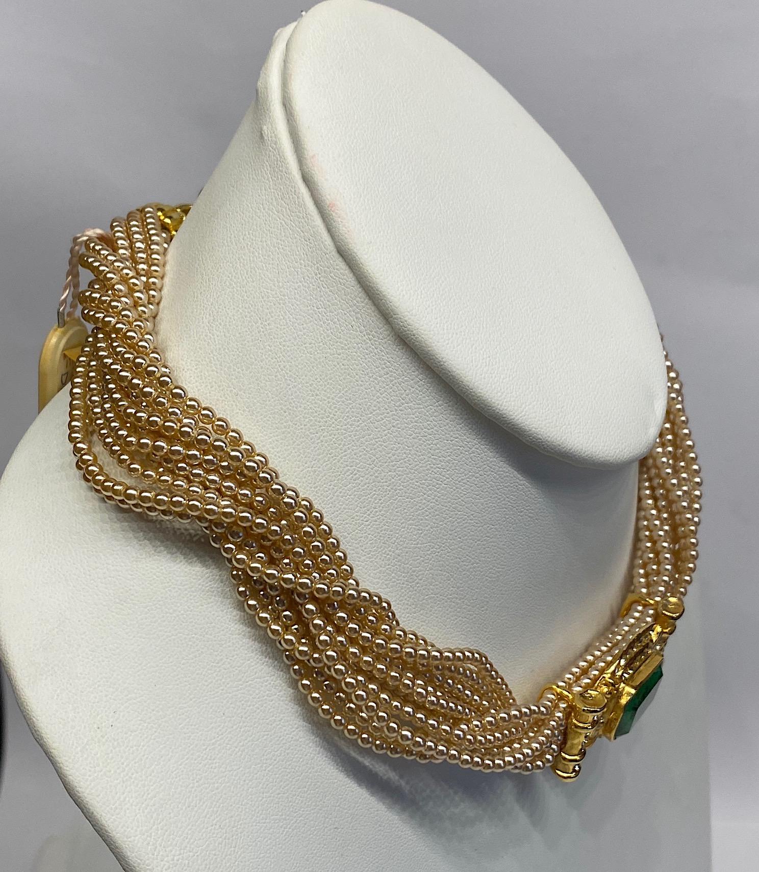 Laura Biagiotti Multi Strand Pearl Torsade Necklace, 1980s 7