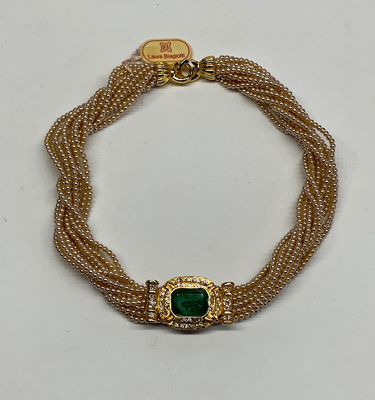 Laura Biagiotti Multi Strand Pearl Torsade Necklace, 1980s 2