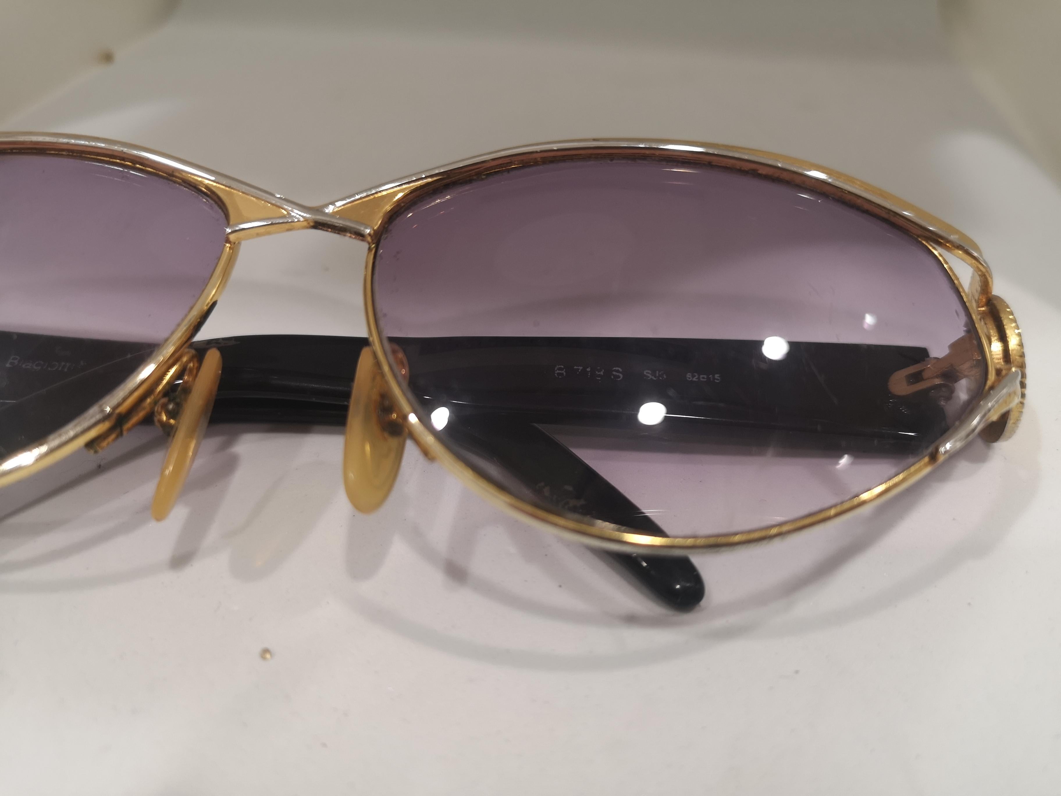 Gray Laura Biagiotti purple lens gold black sunglasses