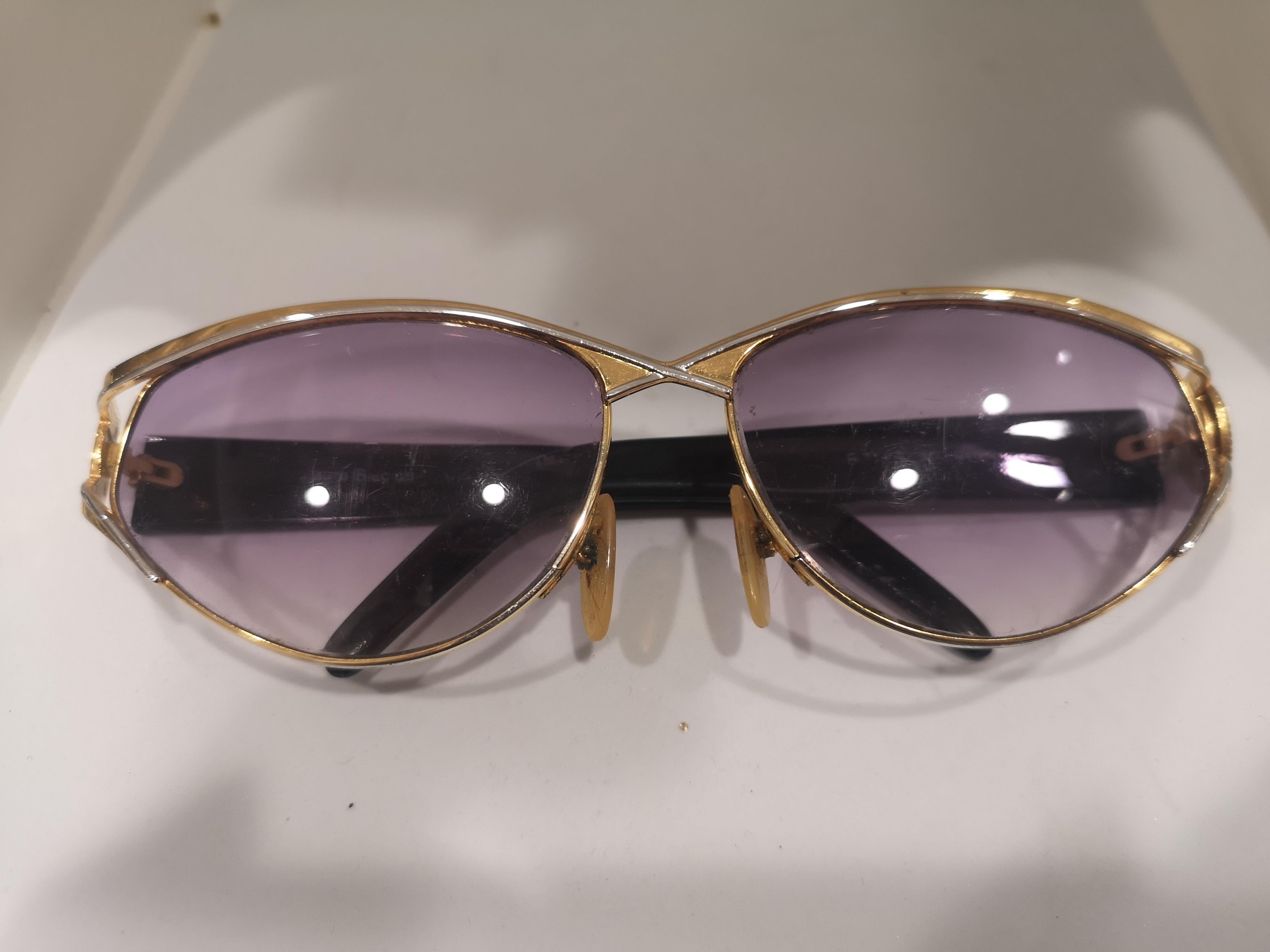 Laura Biagiotti purple lens gold black sunglasses In Fair Condition In Capri, IT