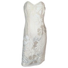 Laura Biagiotti - Robe de cocktail sans bretelles à fleurs et à sequins