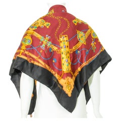 Laura Biagiotti Silk Scarf Hand Rolled Edges Gold Jewelry Print Italy