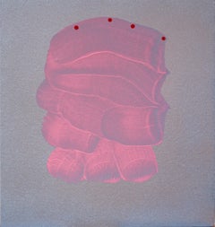 Laura Bidwa "Pensamiento rosa 6" óleo y pintura en spray sobre panel