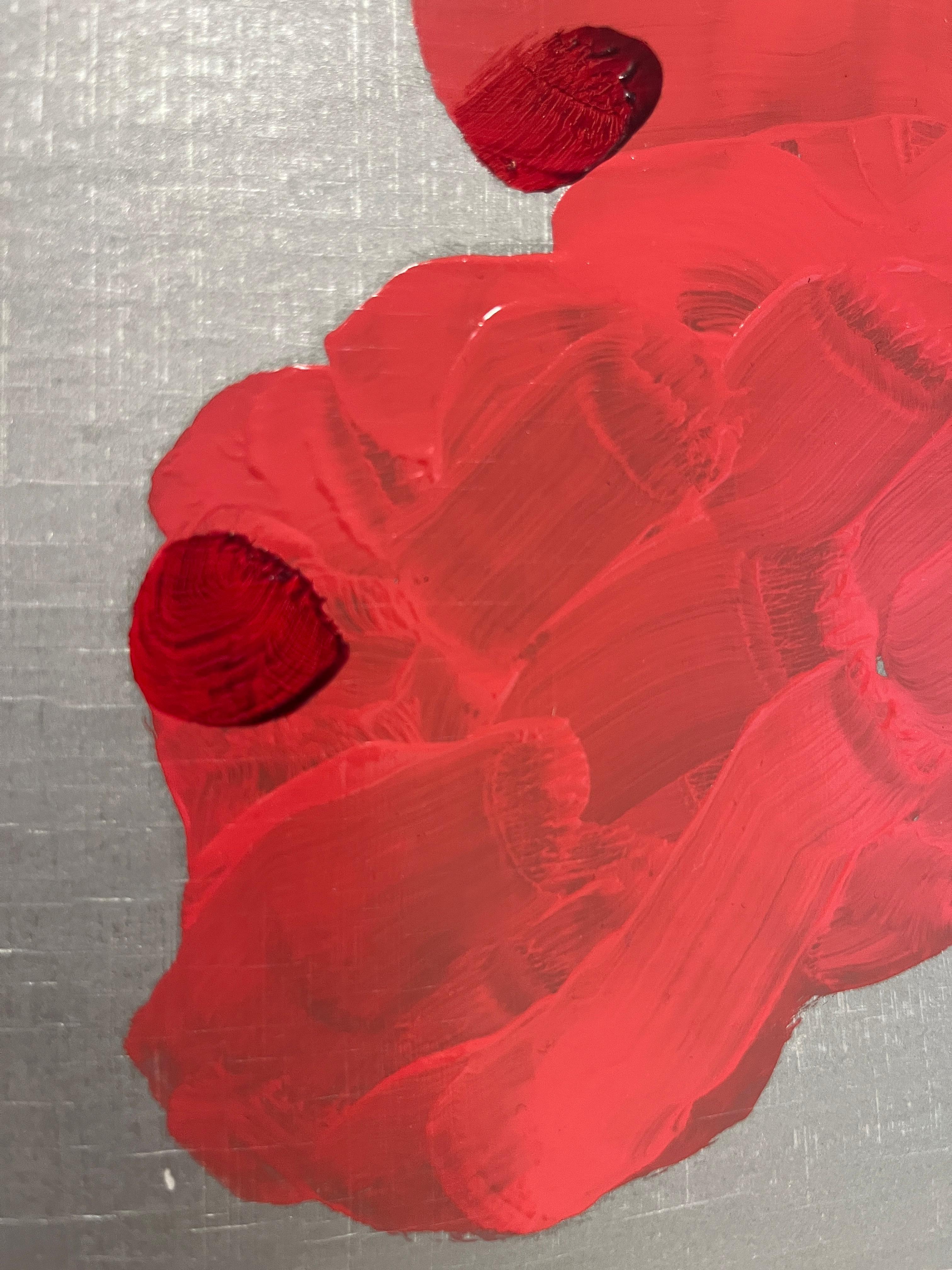 I recenti dipinti di Bidwa sono composti da strati di olio, lattice e vernici spray su pannelli che l'artista applica con un pennello sicuro ed esuberante. I piani di colore vengono stravolti da audaci pennellate, costruendo forme organiche