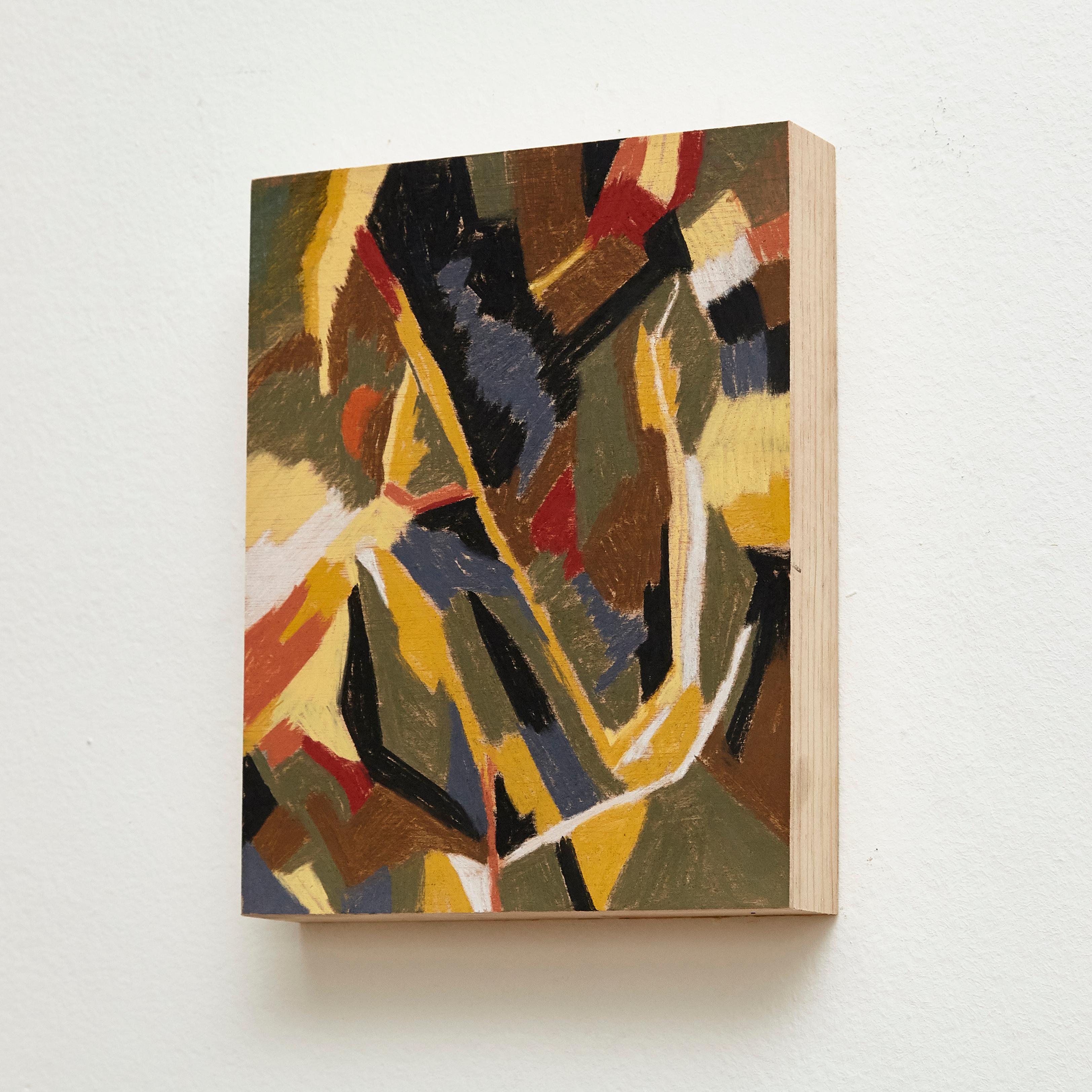 Mid-Century Modern Laura Contemporary Abstract Painting on Wood, 2019
