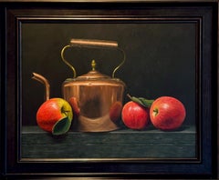 Apples & Copper - original realism still life fruit painting- contemporary art