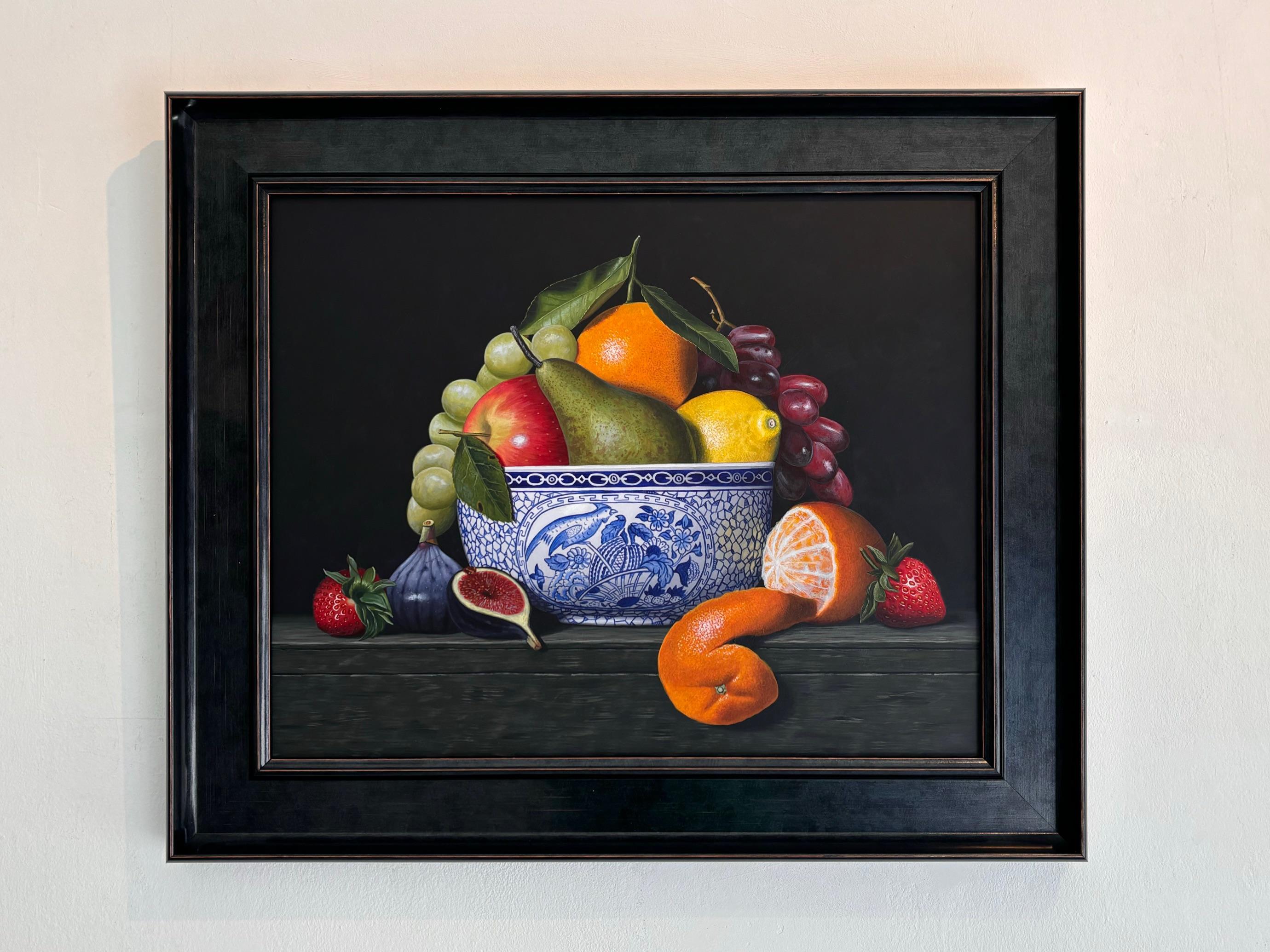 Ciotola di frutta - quadro acrilico originale di natura morta - arte contemporanea - Interior Painting Nero di Laura Critchlow