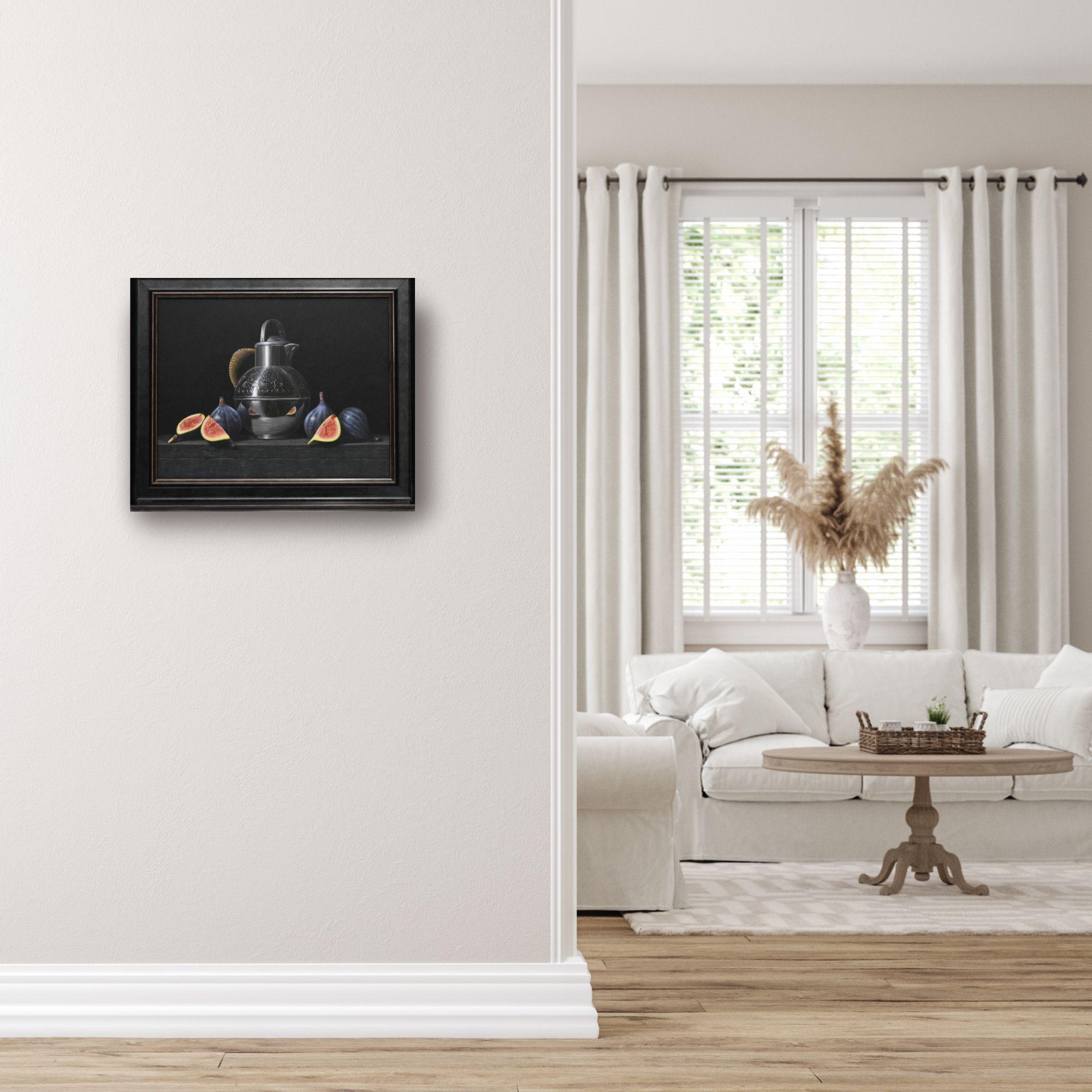 Figs - original realism still life acrylic painting - contemporary art - Painting by Laura Critchlow