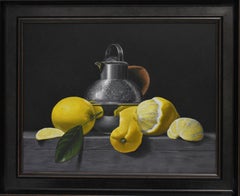 Lemons-original modern still life-realism fruit painting-contemporary art
