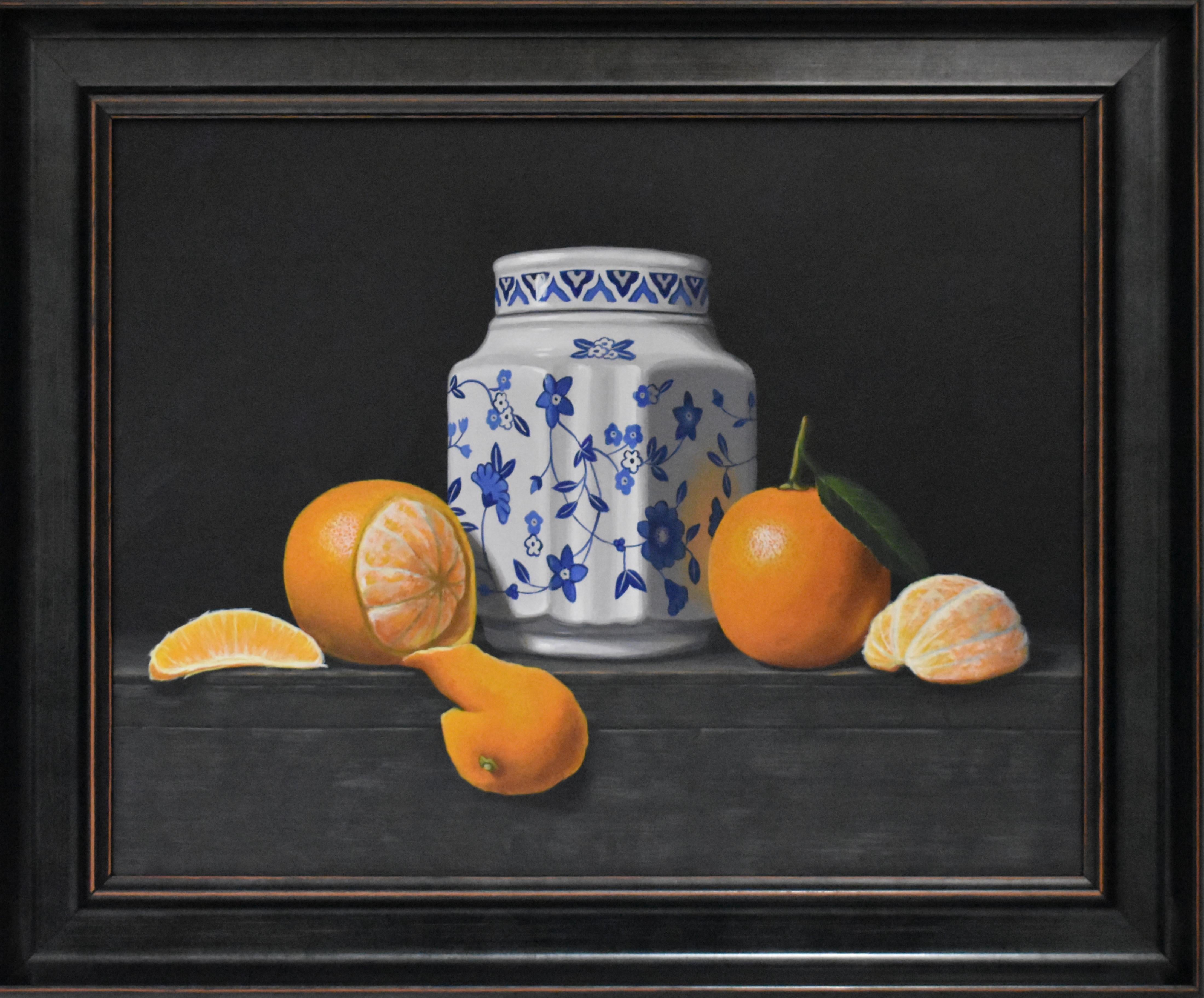 Oranges With Jar - original realism still life acrylic painting art