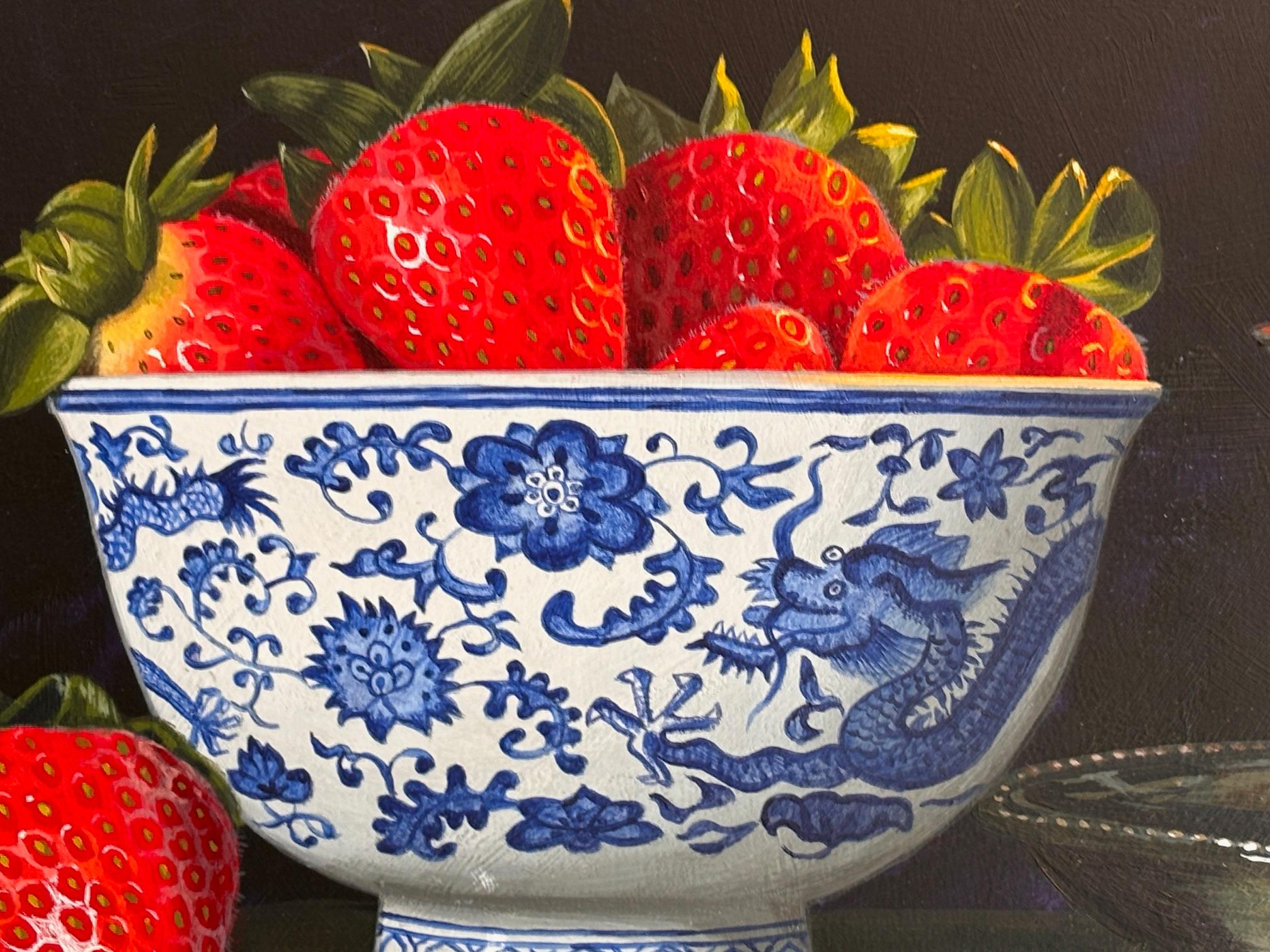 Fresas - pintura acrílica original realismo bodegón - arte contemporáneo - Painting Realista de Laura Critchlow