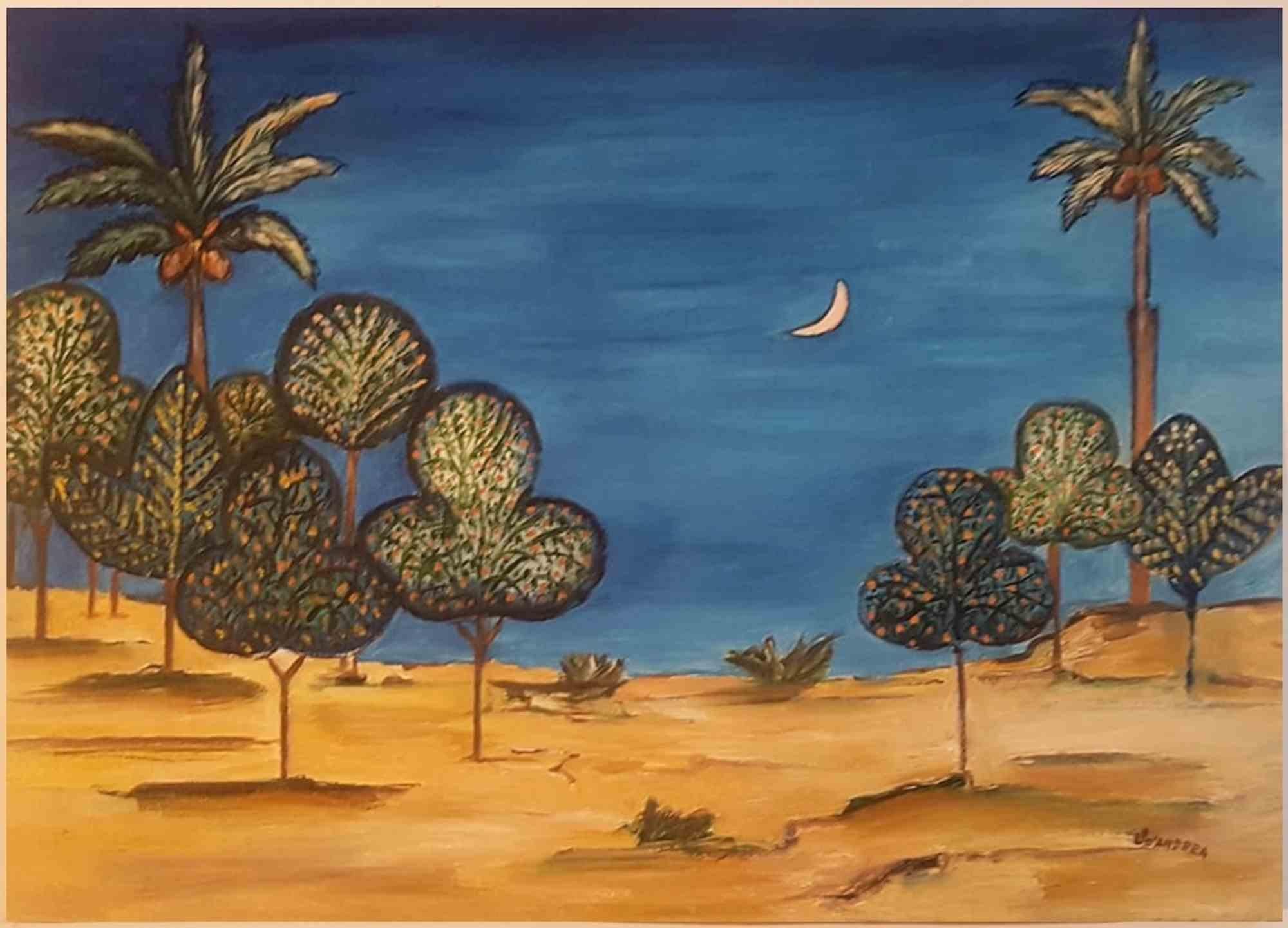 Landscape Painting Laura D'Andrea  - La nuit de Riyadh - Huile sur toile de Laura D''Andrea - 2019