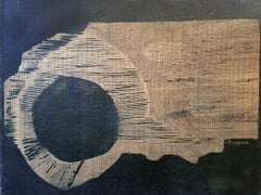 Nacht Sonne – Holzschnitt auf Leinwand von Laura D'Andrea – 2000er Jahre