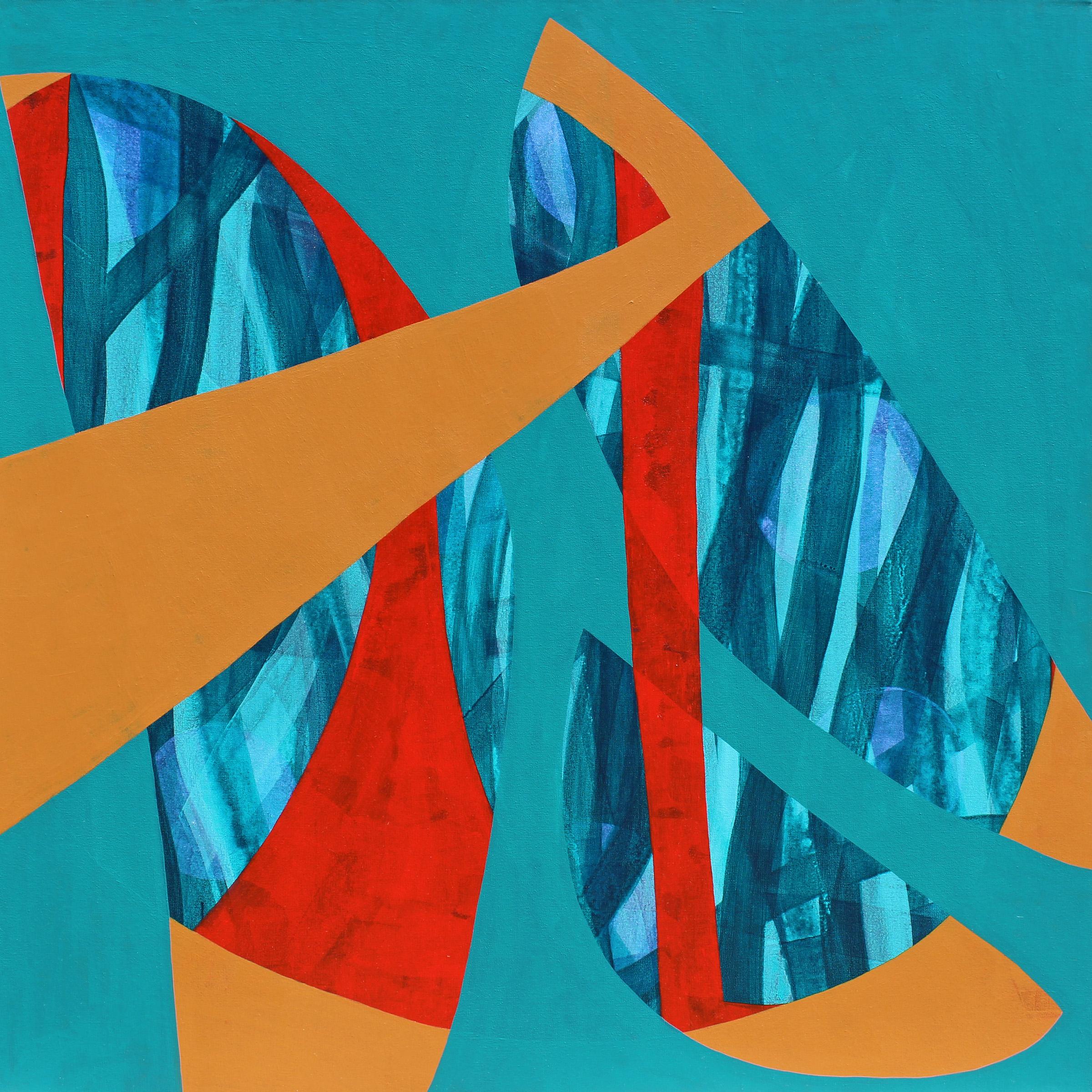 Laura Dargan Abstract Painting - "Fireflies Two" - Colorful Non-Objective Painting - Bold Shapes - Sonia Delaunay