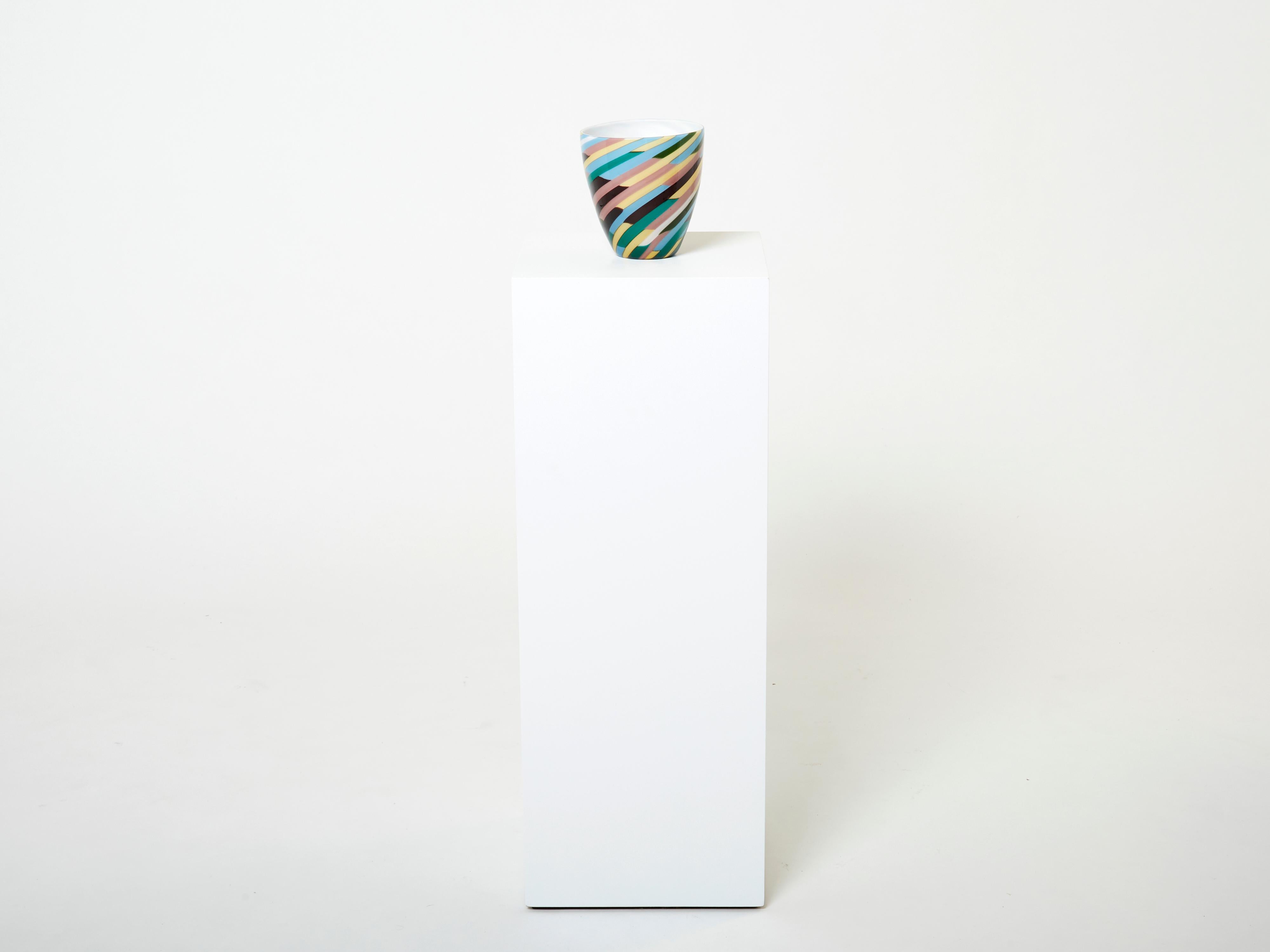 Italian Laura de Santillana for Venini Blown Glass Klee Vase, 1984 For Sale