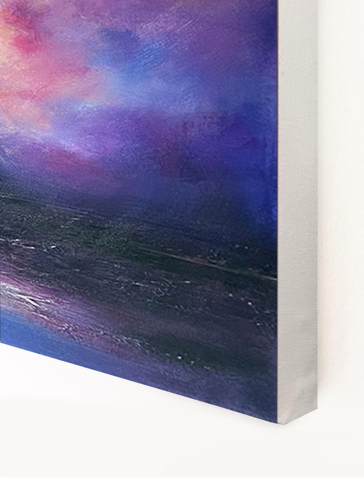 Laura Dunmow, Corail, Paysage brillant, Art abstrait impressionniste - Violet Abstract Painting par Laura Dunmow 