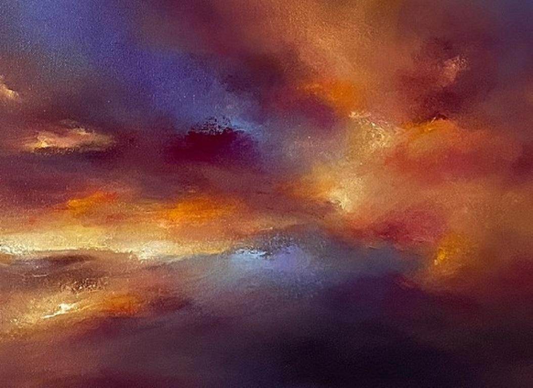 Lighting Up Dusk, Realist Style Skyscape Painting, Impressionist Style Art For Sale 2