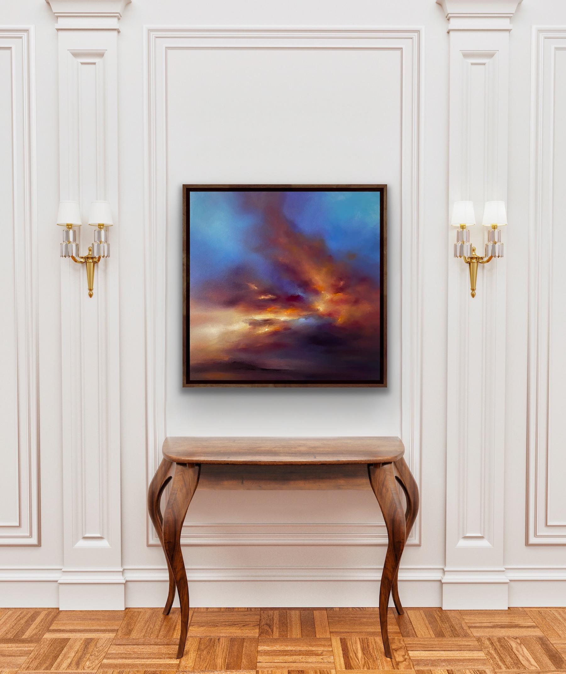 Lighting Up Dusk, Realist Style Skyscape Painting, Impressionist Style Art For Sale 4