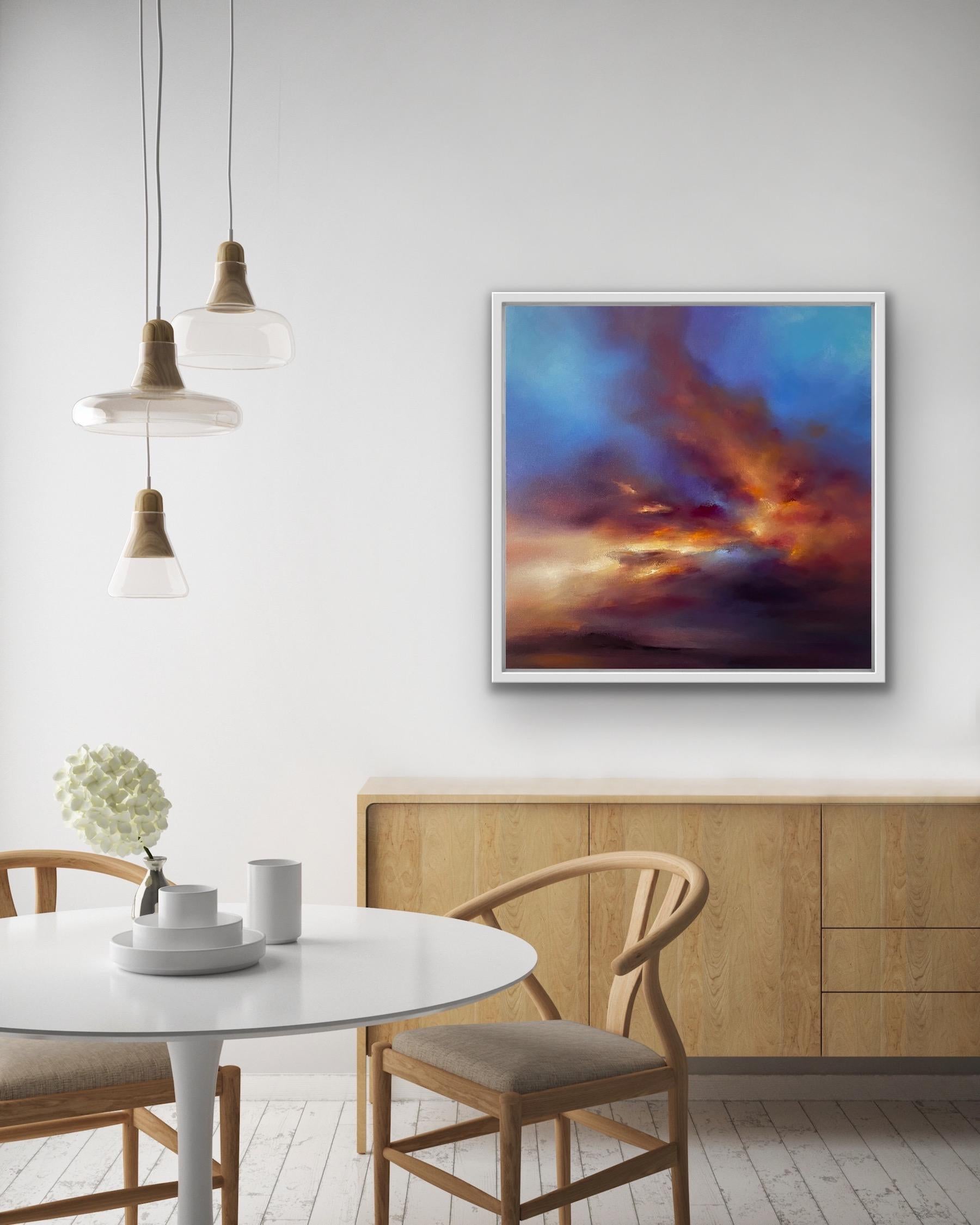Lighting Up Dusk, Realist Style Skyscape Painting, Impressionist Style Art For Sale 5