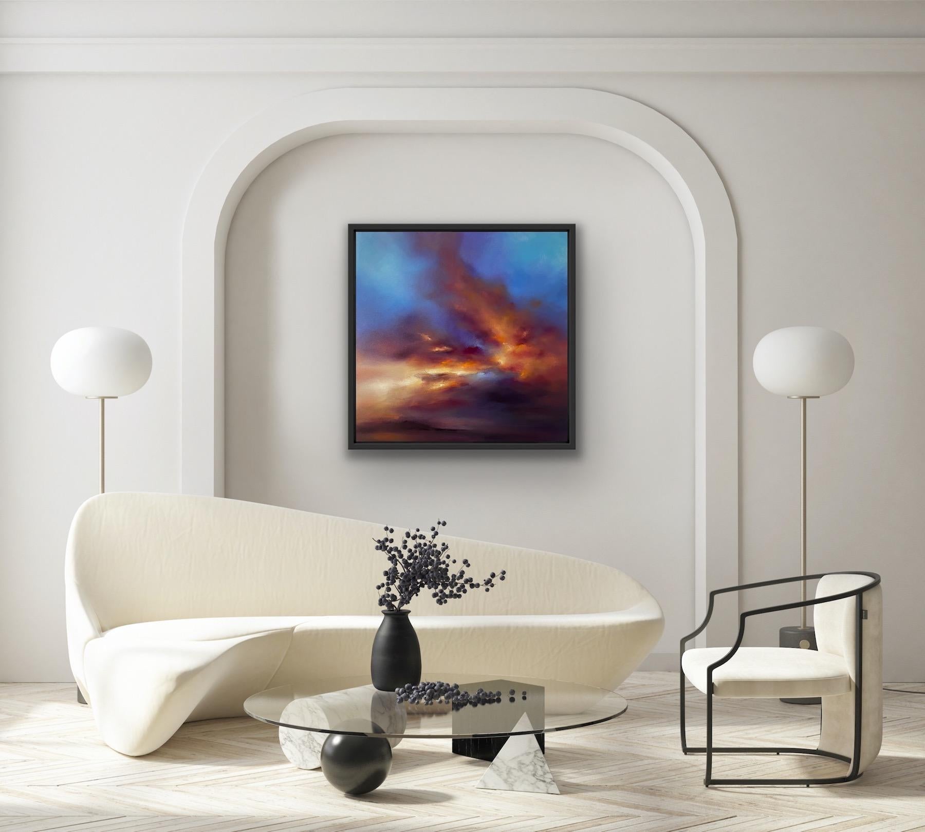 Lighting Up Dusk, Realist Style Skyscape Painting, Impressionist Style Art For Sale 6